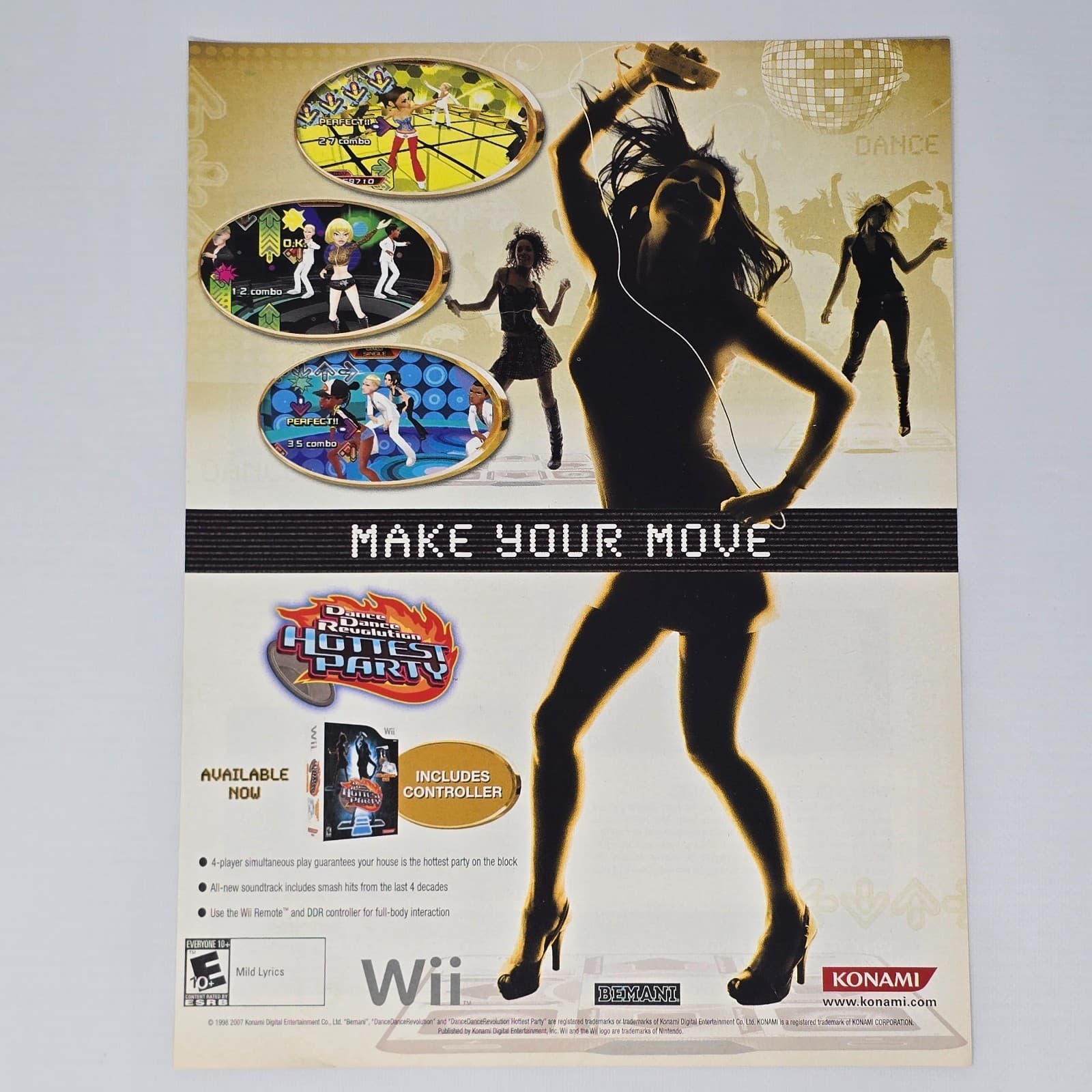 Dance Dance Revolution Hottest Party Wii Your Move Print Ad/Poster