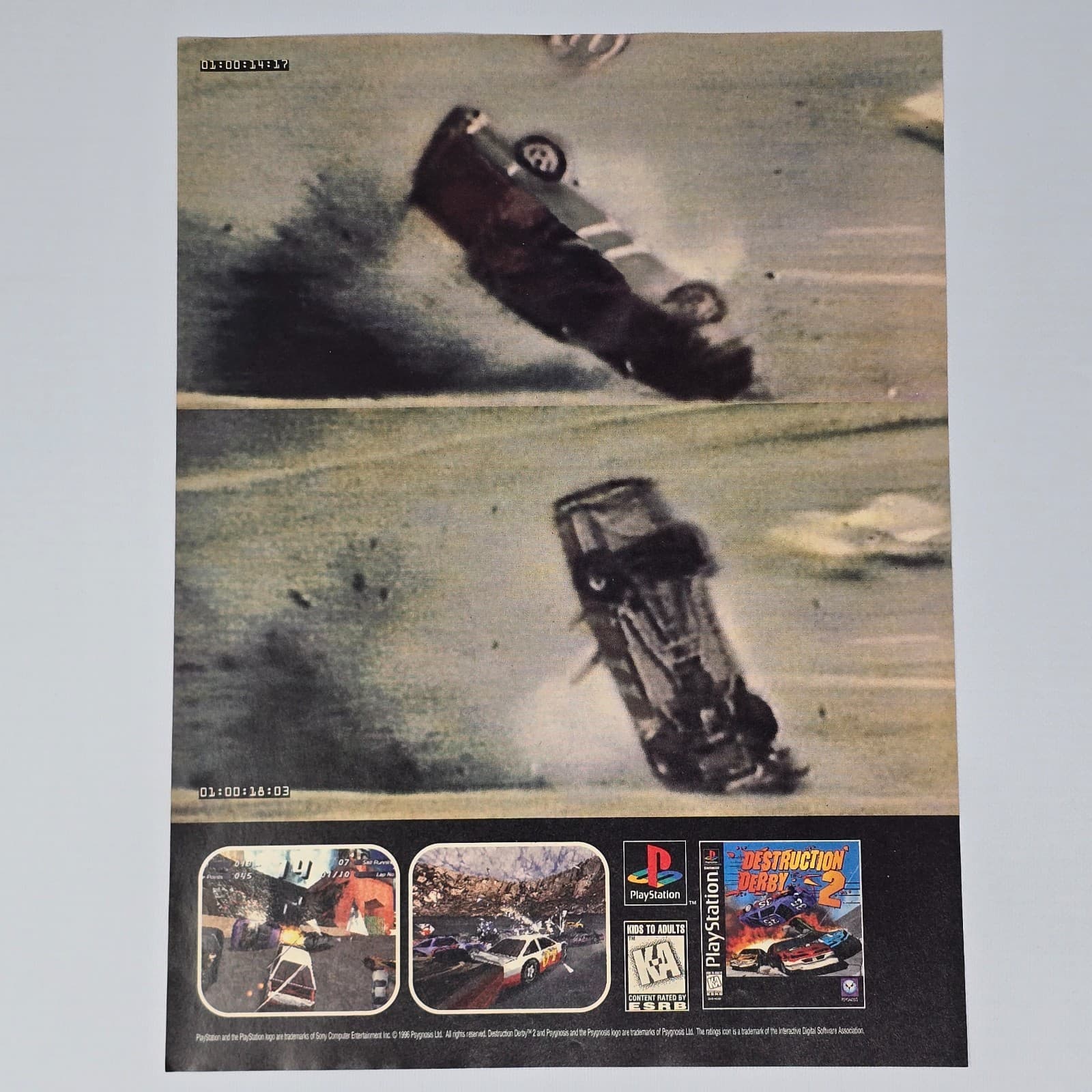 Destruction Derby 2 PlayStation 2 PS2 Adults Printer Ad/Poster