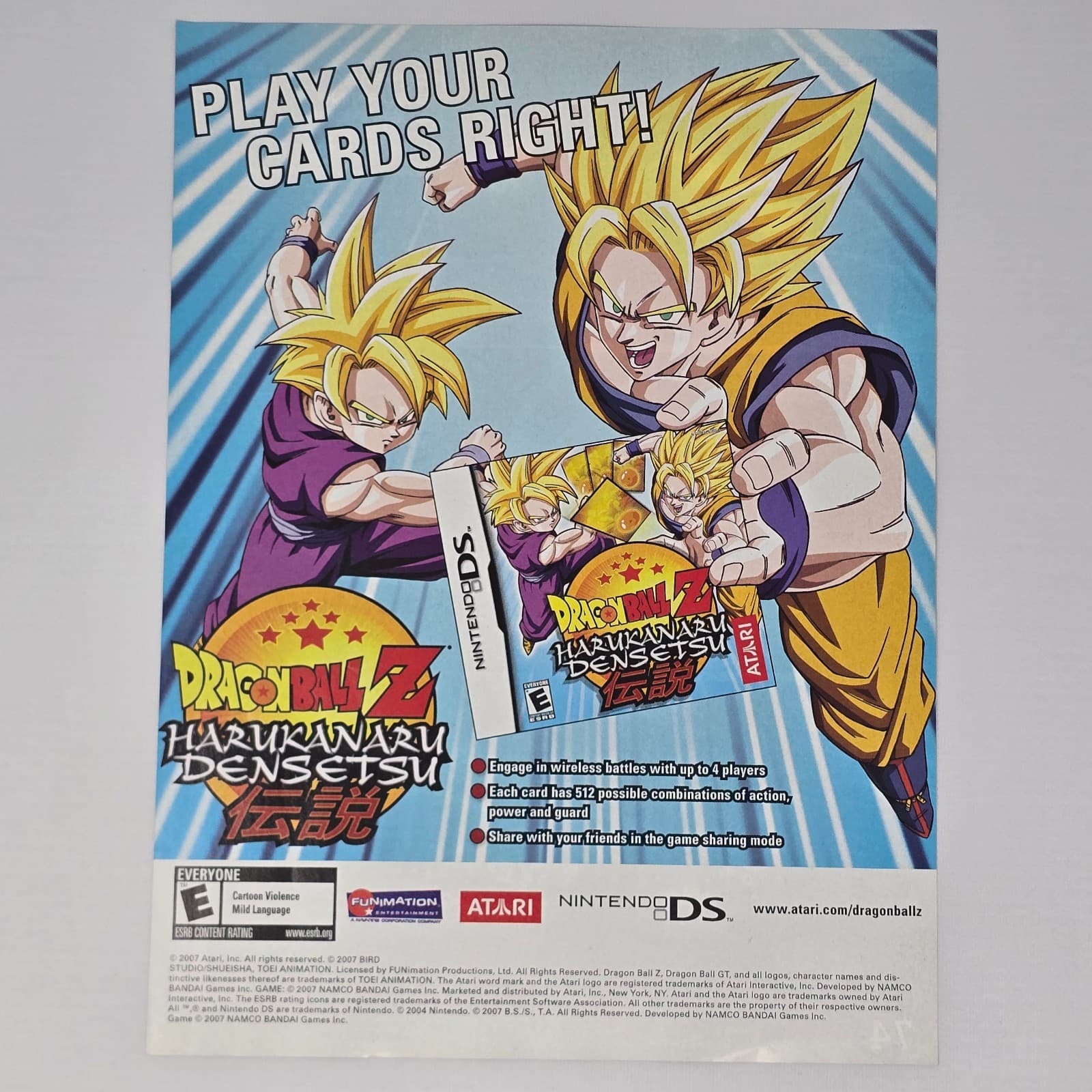 Dragon Ball Z Harukanaru Densetsu Nintendo DS NDS Your Cards Printer Ad/Poster