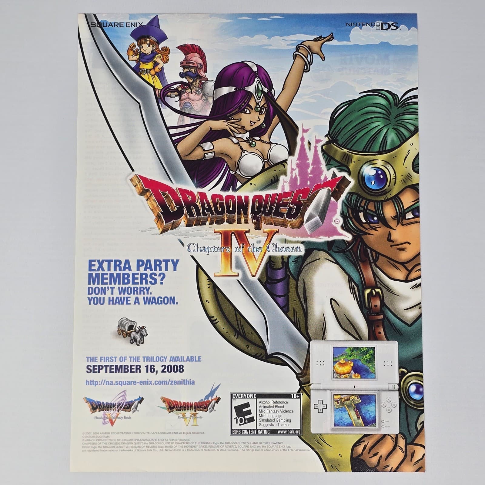 Dragon Quest IV Chapters Of The Chosen Nintendo DS NDS Party Printer Ad/Poster