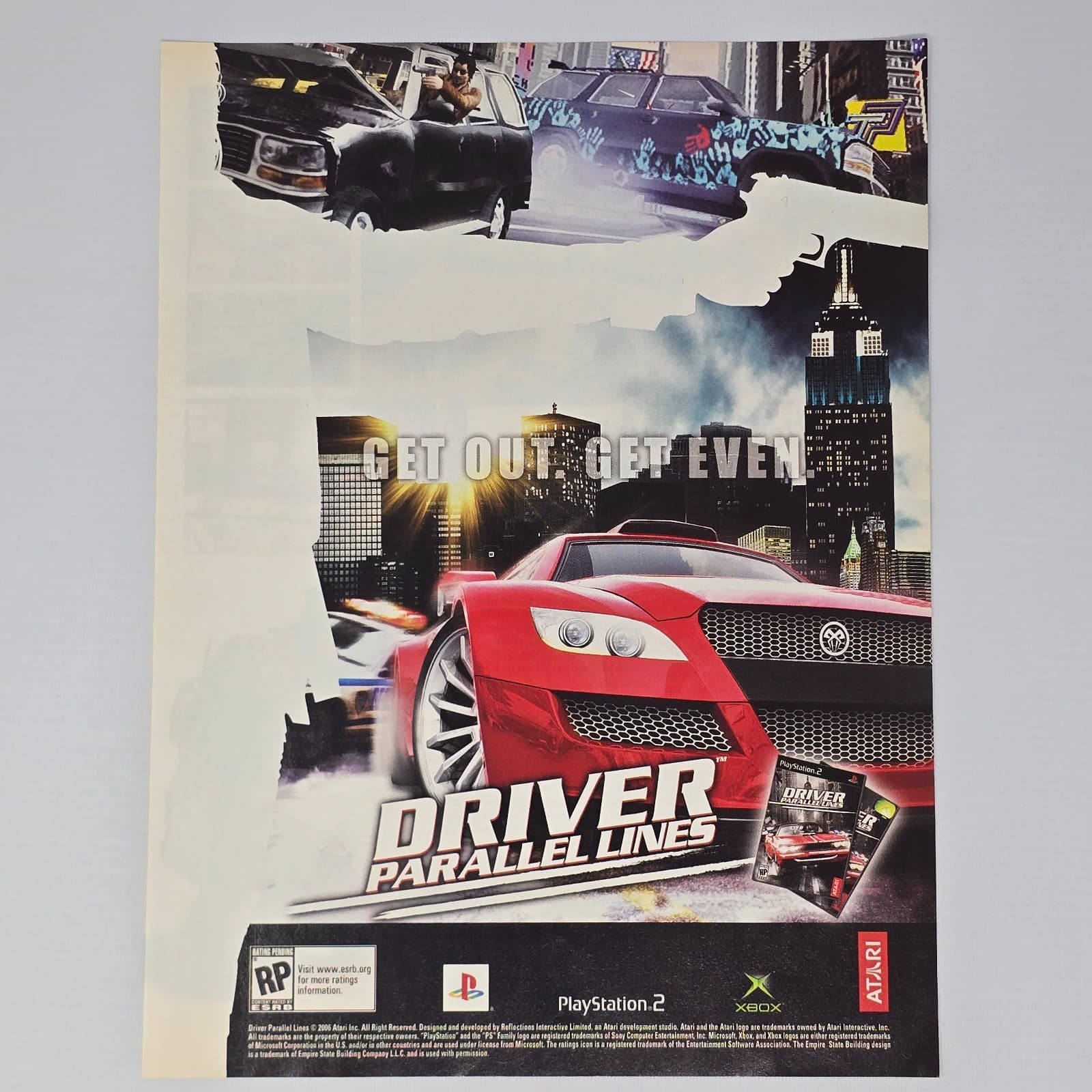 Driver Parallel Lines PlayStation 2 PS2 Xbox Get Even Printer Ad/Poster