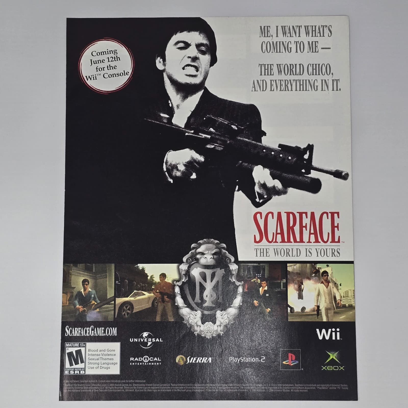 Scarface The World is Yours PS2 Xbox Wii Print Ad/Poster Promo Art