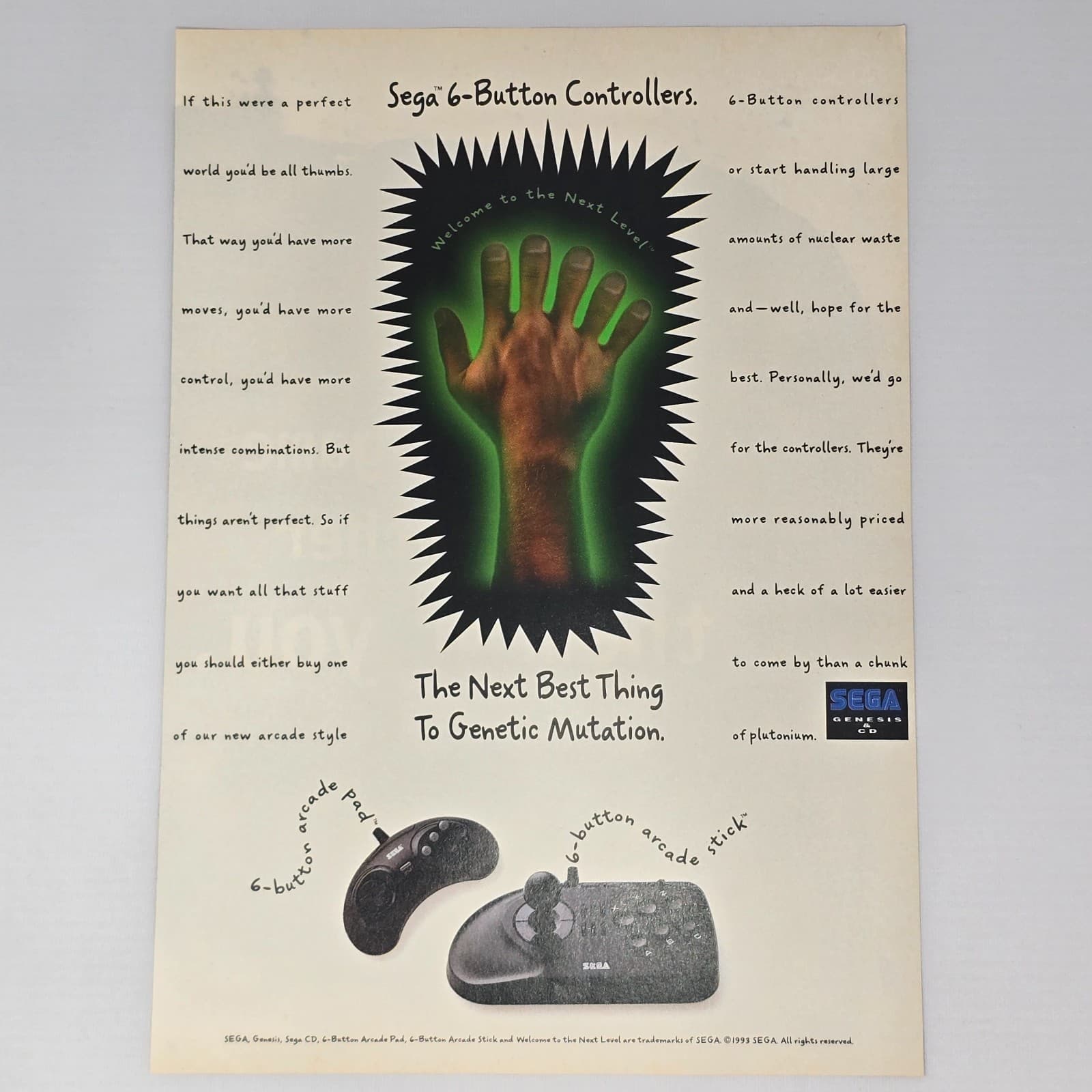 Sega Genesis 6 Button Controllers Mutation Print Ad/Poster Promo Art