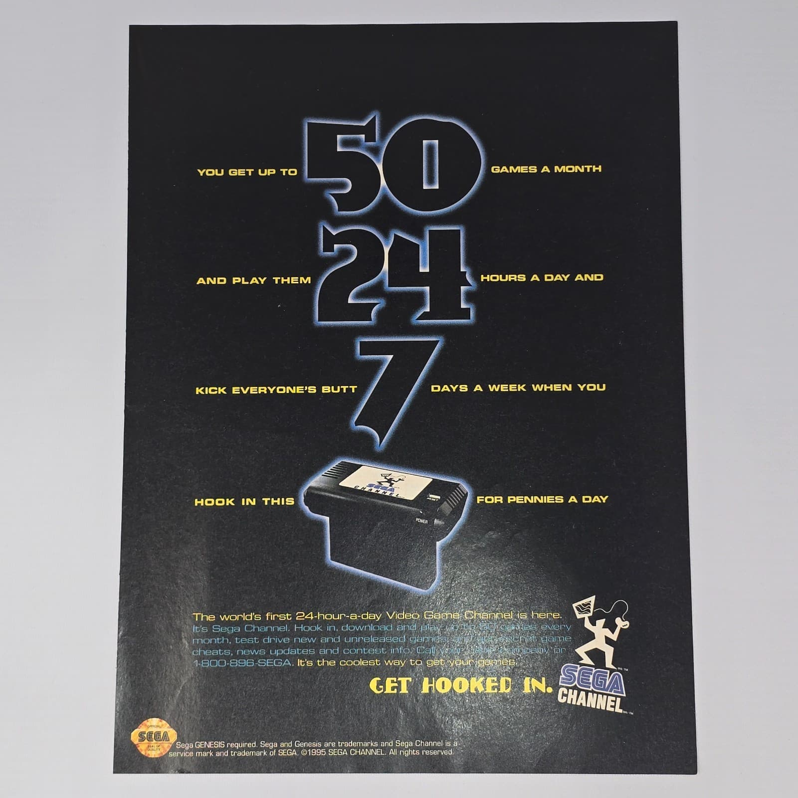 Sega Channel Genesis Get Hooked In Print Ad/Poster Promo Art