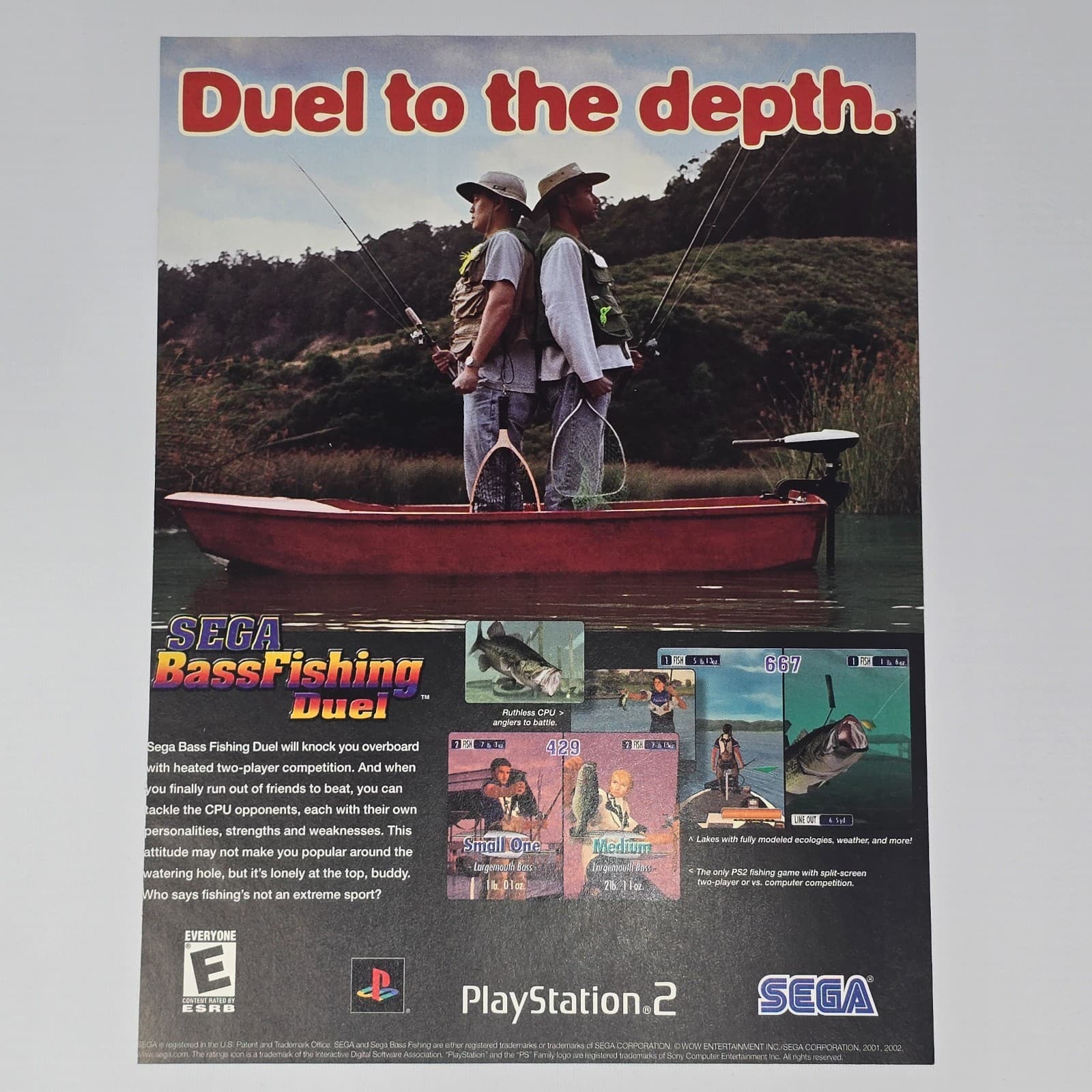 Sega Bass Fishing Duel PlayStation 2 PS2 Depth Print Ad/Poster Promo Art