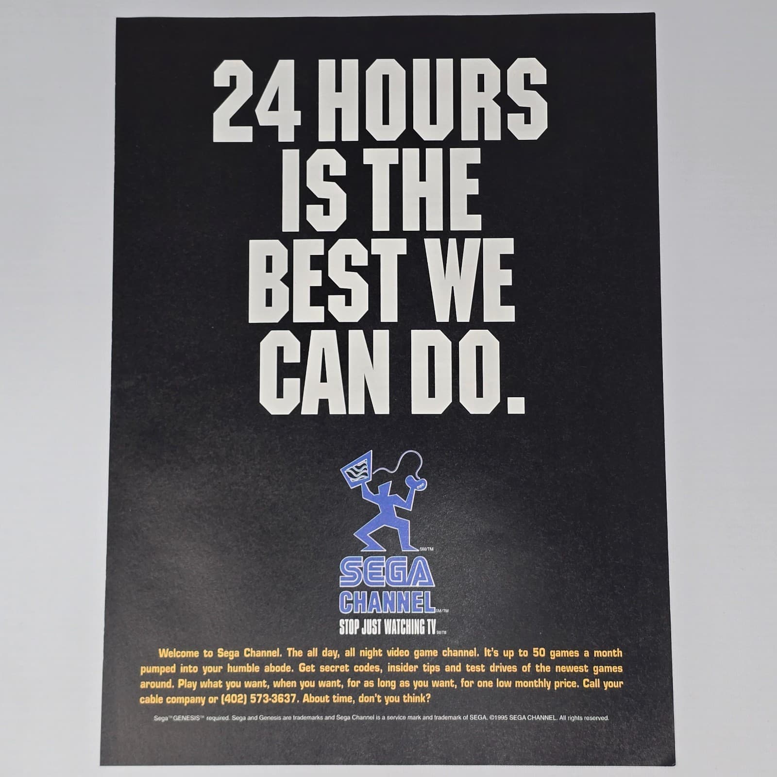 Sega Channel Genesis 24 Hours Print Ad/Poster Promo Art