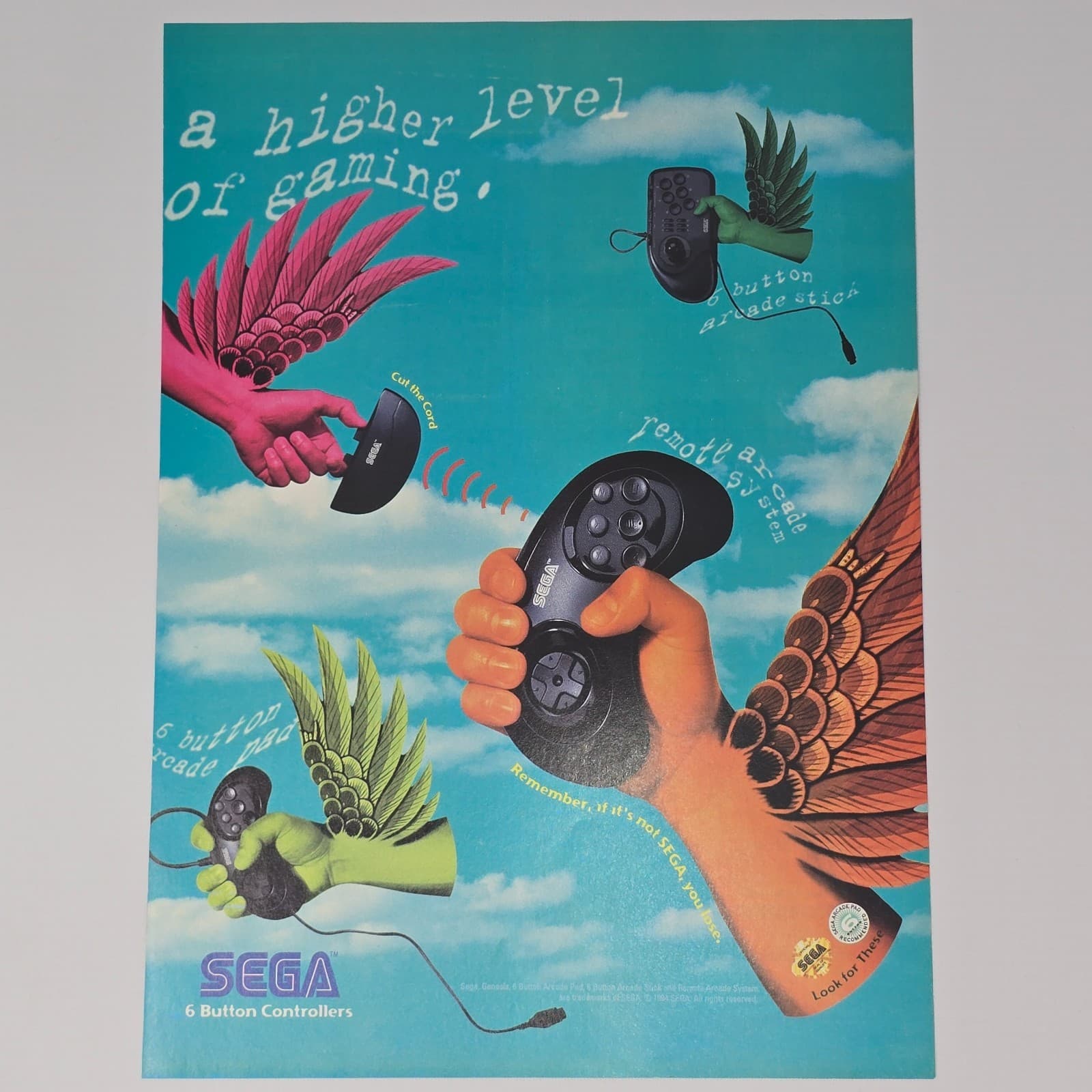 Sega Genesis 6 Button Controllers Higher Level Print Ad/Poster Promo Art