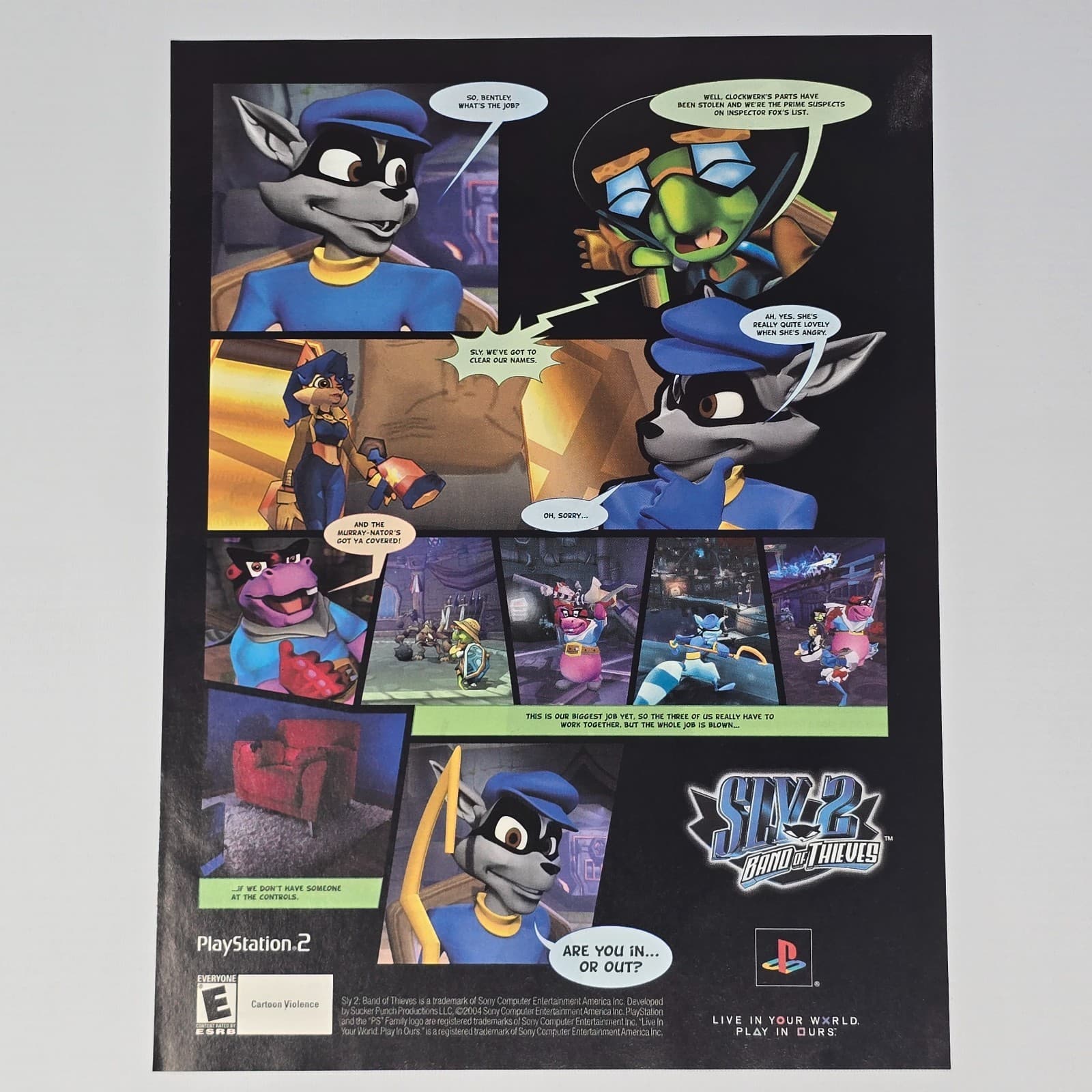 Sly 2 Band of Thieves PlayStation PS2 Comic Print Ad/Poster Promo Art