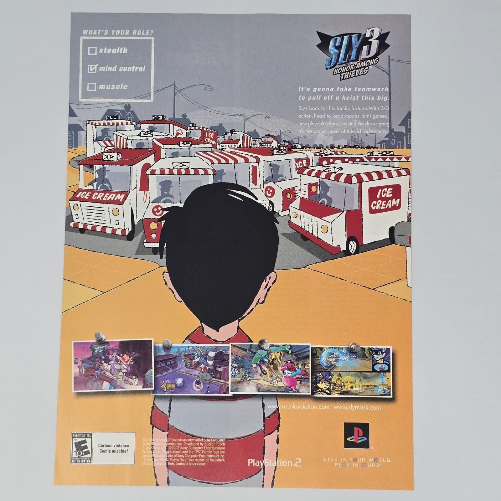 Sly 3 Honor Among Thieves PlayStation PS2 Mind Control Print Ad/Poster Promo Art