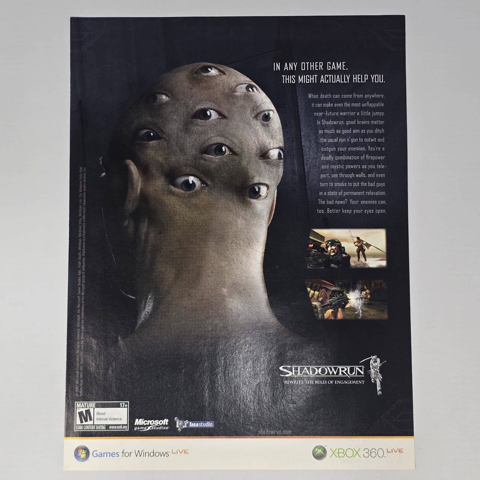 Shadowrun Xbox 360 Eyes Print Ad/Poster Promo Art