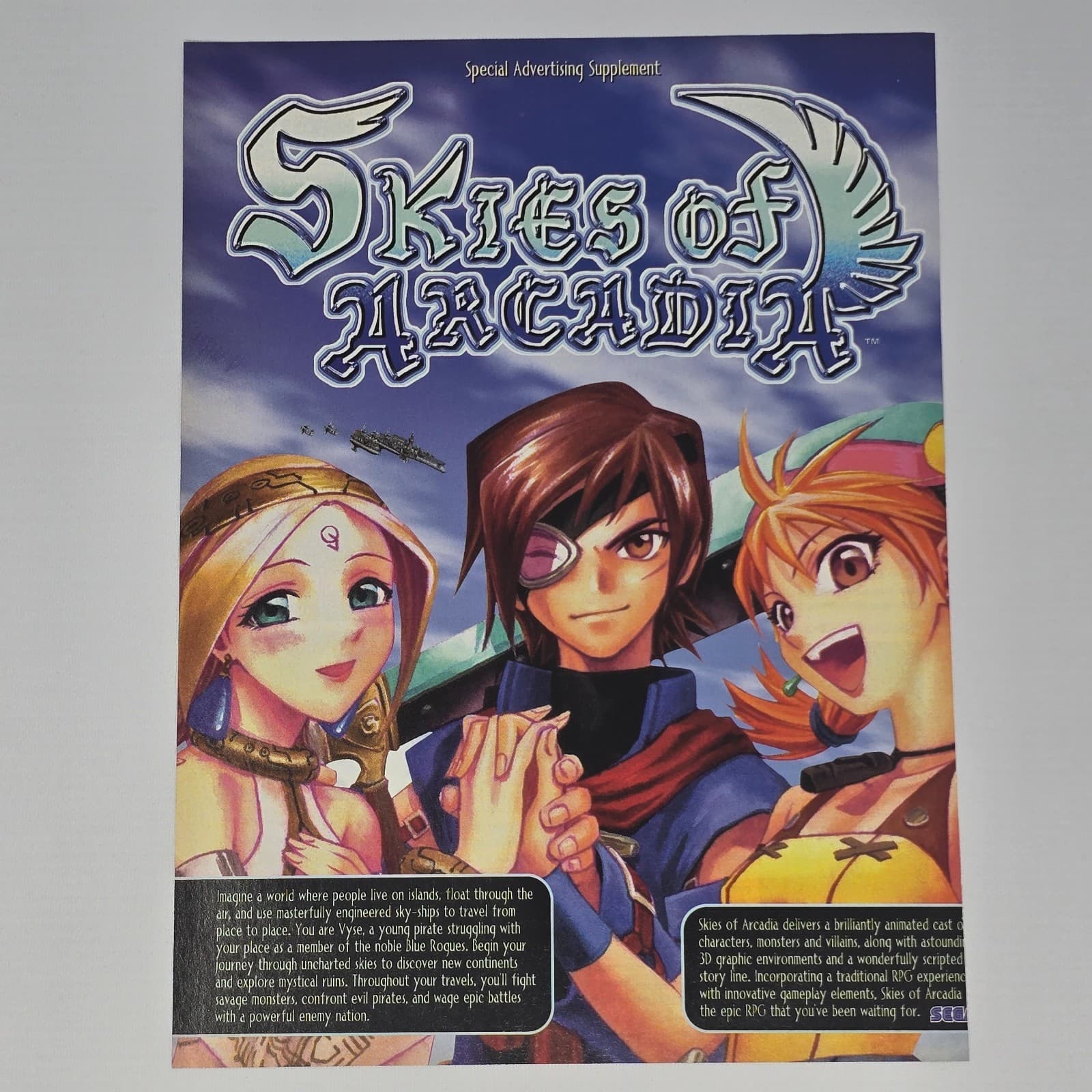 Skies of Arcadia Sega Dreamcast Heroes Print Ad/Poster Promo Art