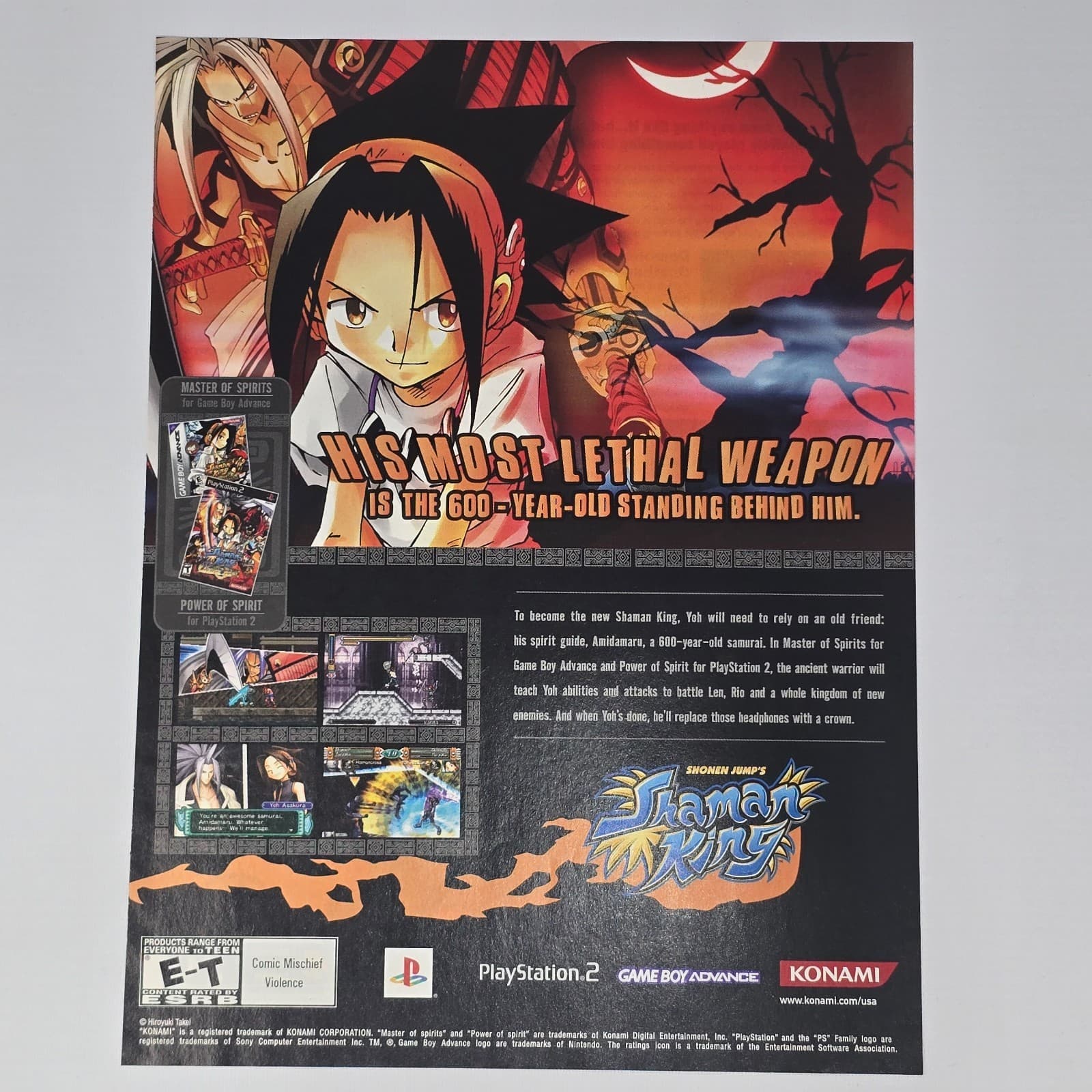 Shaman King Shonen Jump PS2 GameBoy Advance Lethal Print Ad/Poster Promo Art