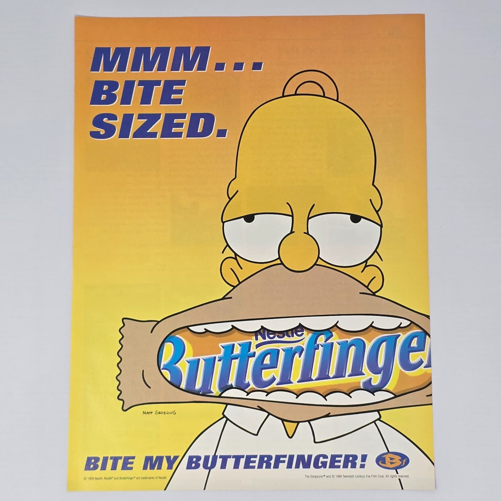 The Simpsons Butterfinger Homer Bite Sized Print Ad/Poster Promo Art