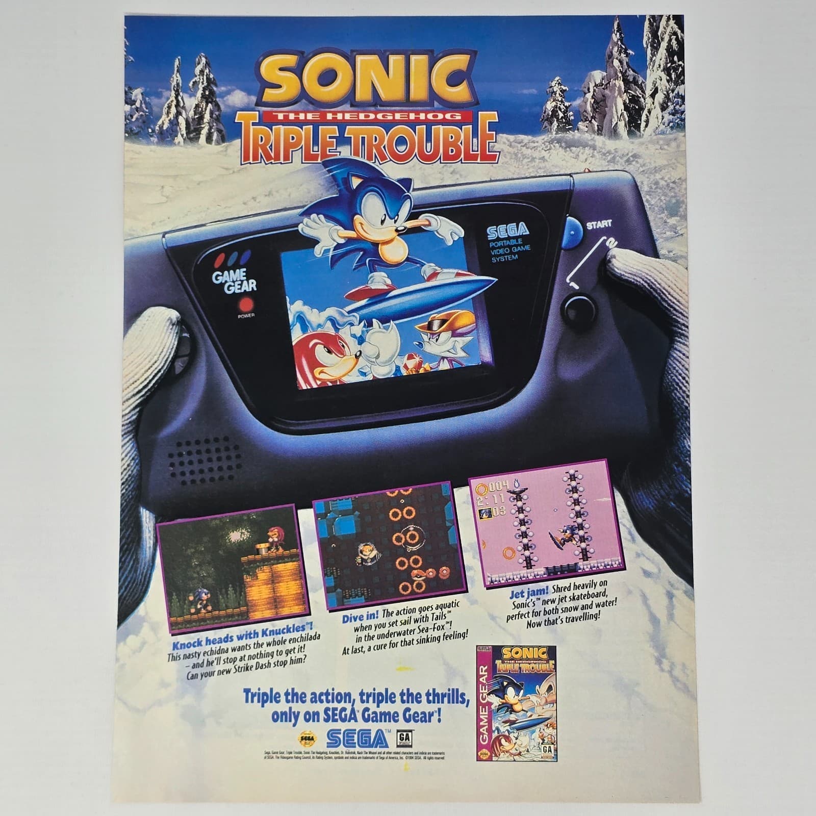 Sonic the Hedgehog Triple Trouble Sega Game Gear Play Print Ad/Poster Promo Art