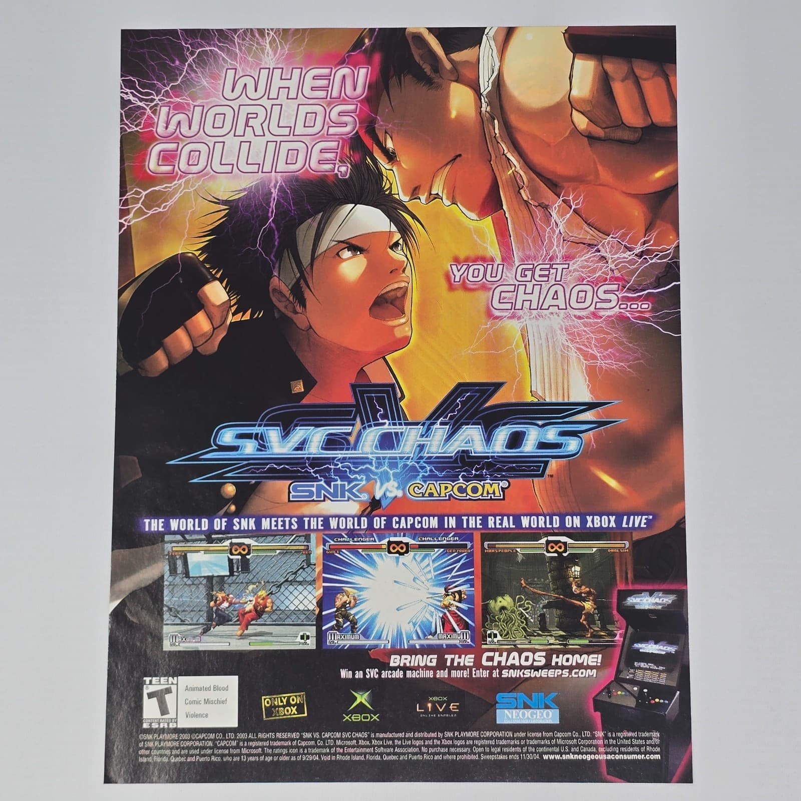 SNK vs Capcom SVC Chaos Xbox Worlds Collide Print Ad/Poster Promo Art