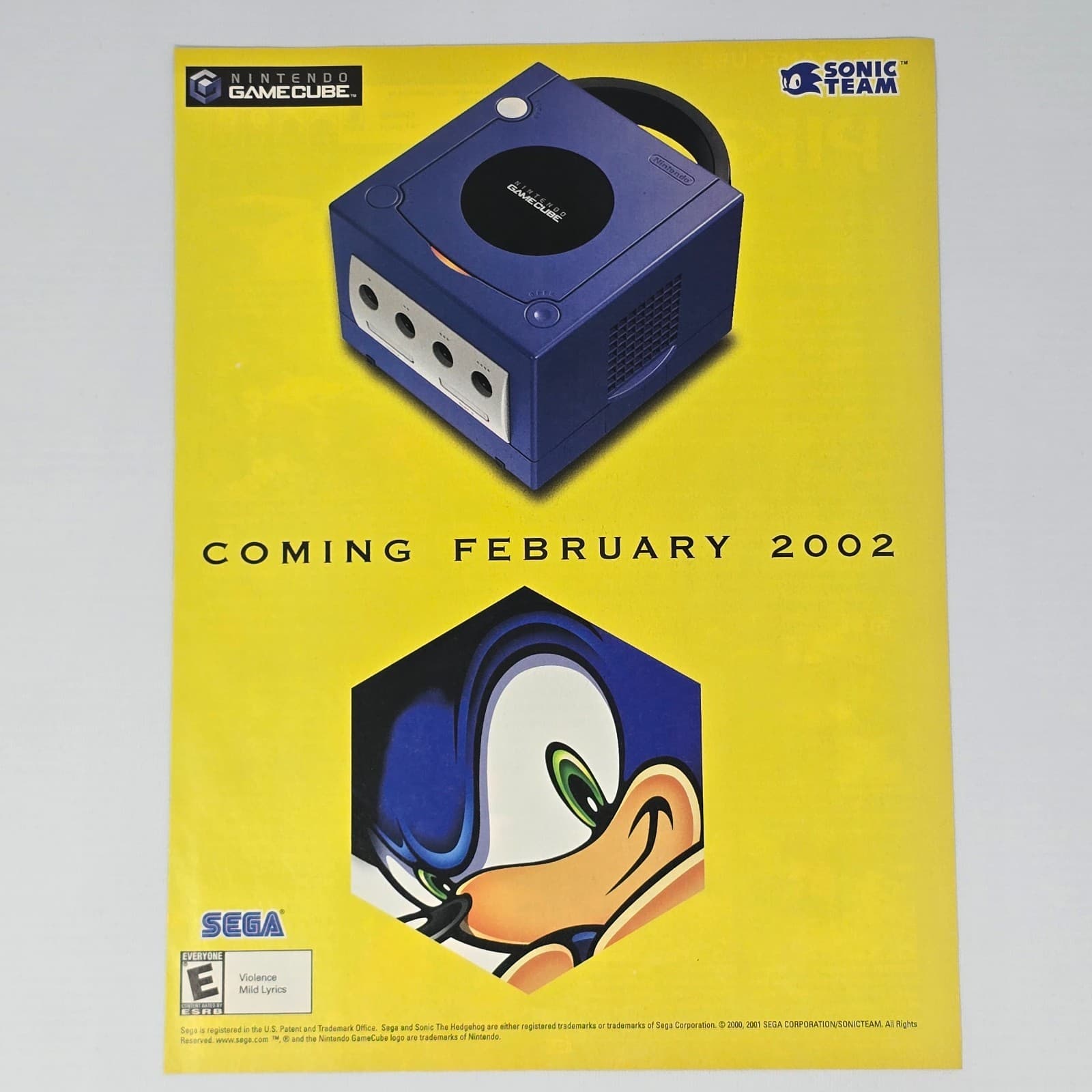 Sonic the Hedgehog Nintendo GameCube February 2002 Print Ad/Poster Promo Art