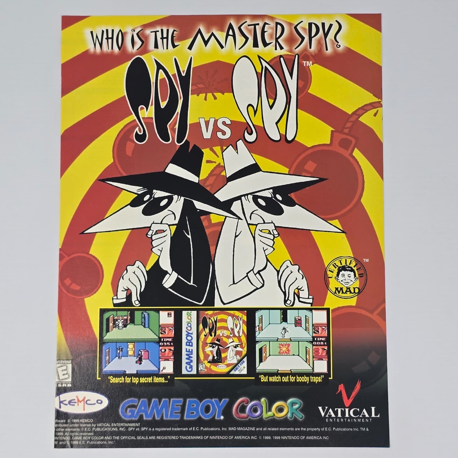 Spy vs Spy Nintendo GameBoy Color Master Print Ad/Poster Promo Art