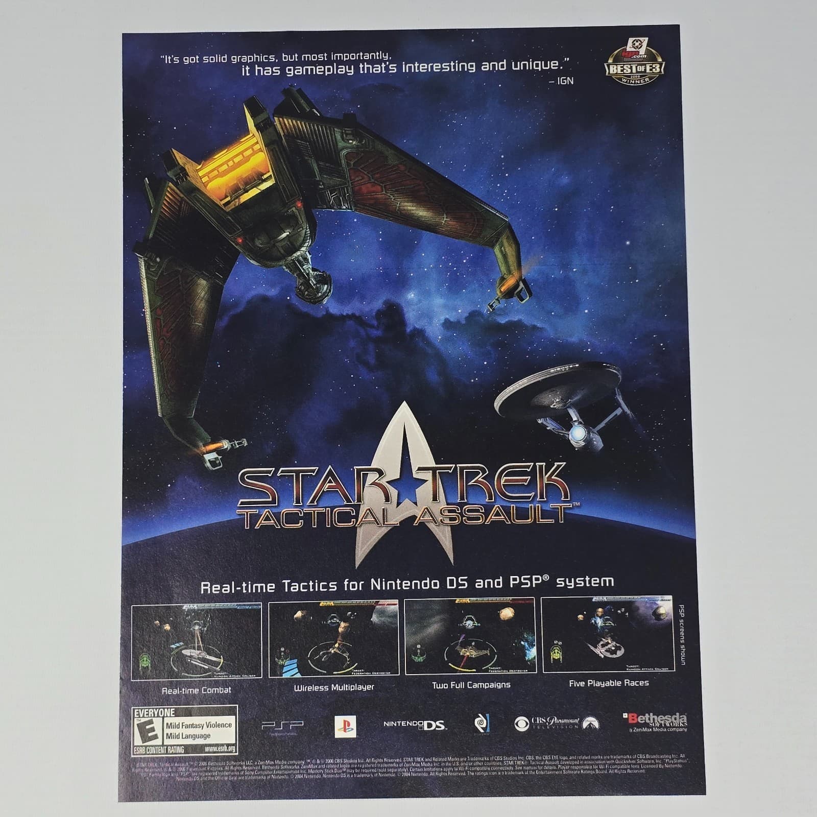 Star Trek Tactical Assault Sony PSP Nintendo DS Tactic Print Ad/Poster Promo Art