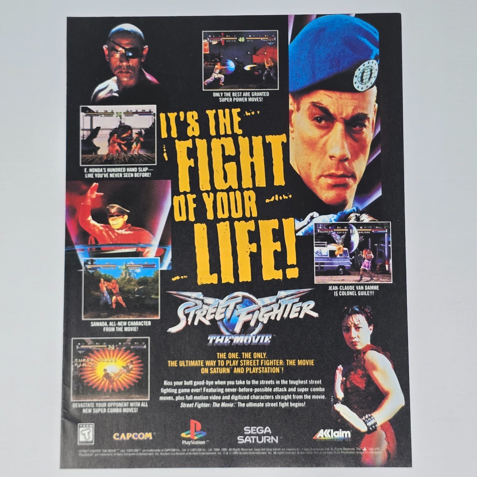 Street Fighter The Movie PS1 Sega Saturn Fight Print Ad/Poster Promo Art