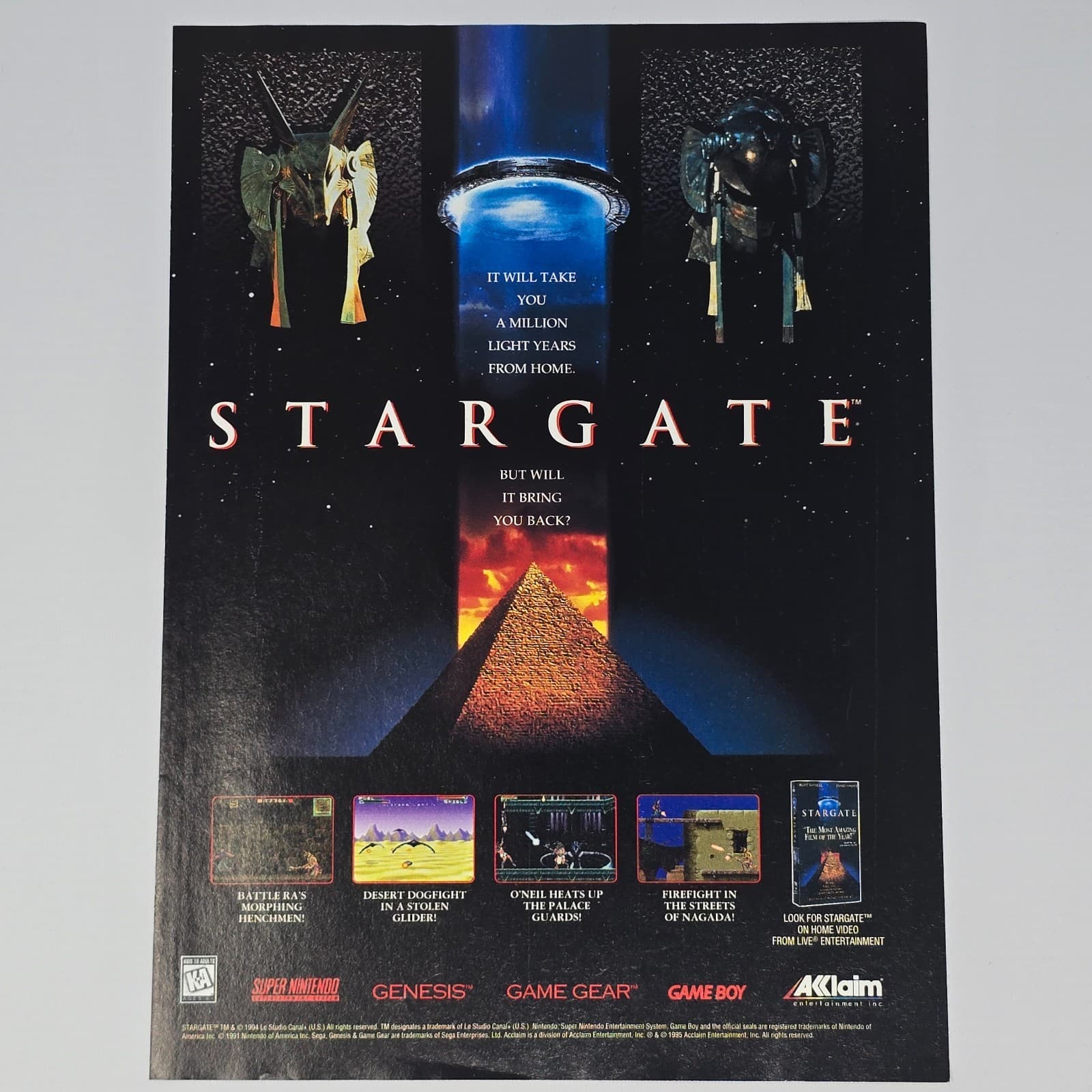 Stargate SNES Genesis GameBoy Game Gear Light Years Print Ad/Poster Promo Art