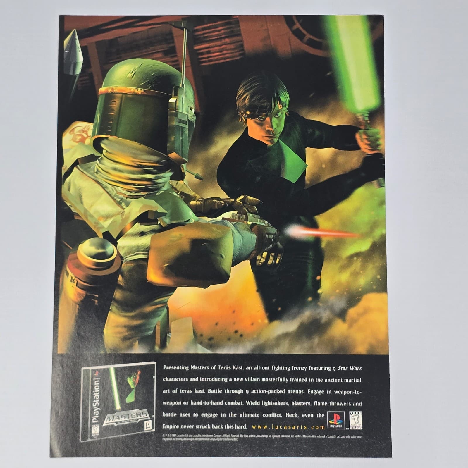 Star Wars Masters of the Teras Kasi PS1 Duel Print Ad/Poster Promo Art