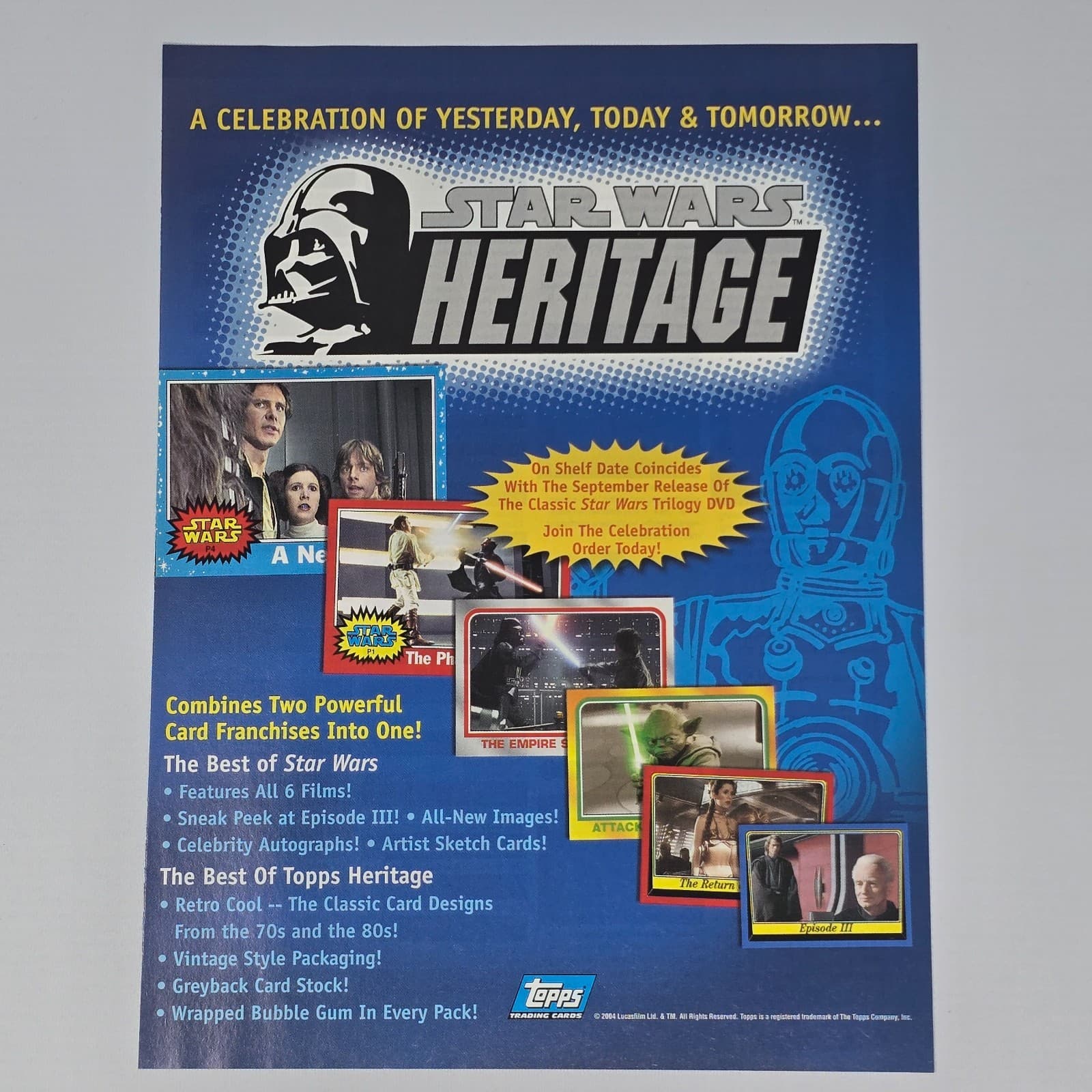 Star Wars Heritage Topps Trading Cards Celebration Print Ad/Poster Promo Art