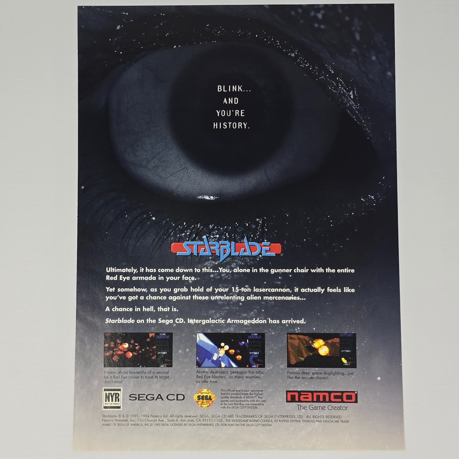 Starblade Sega CD Genesis Blink Print Ad/Poster Promo Art