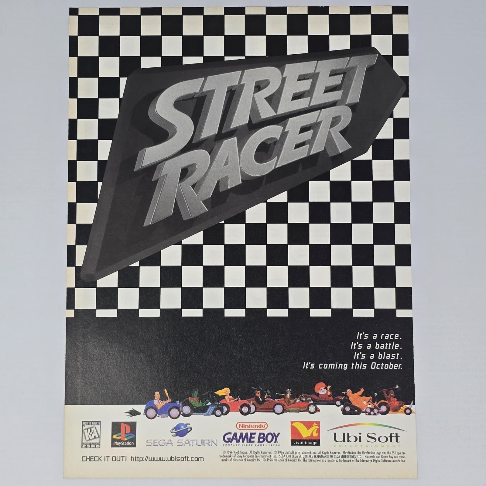 Street Racer PS1 Sega Saturn Nintendo GameBoy Battle Print Ad/Poster Promo Art