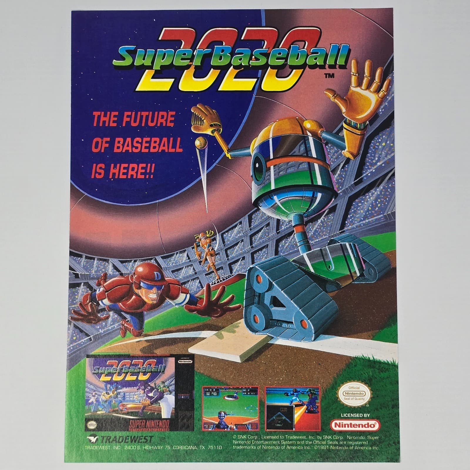 Super Baseball 2020 Super Nintendo SNES The Future Print Ad/Poster Promo Art