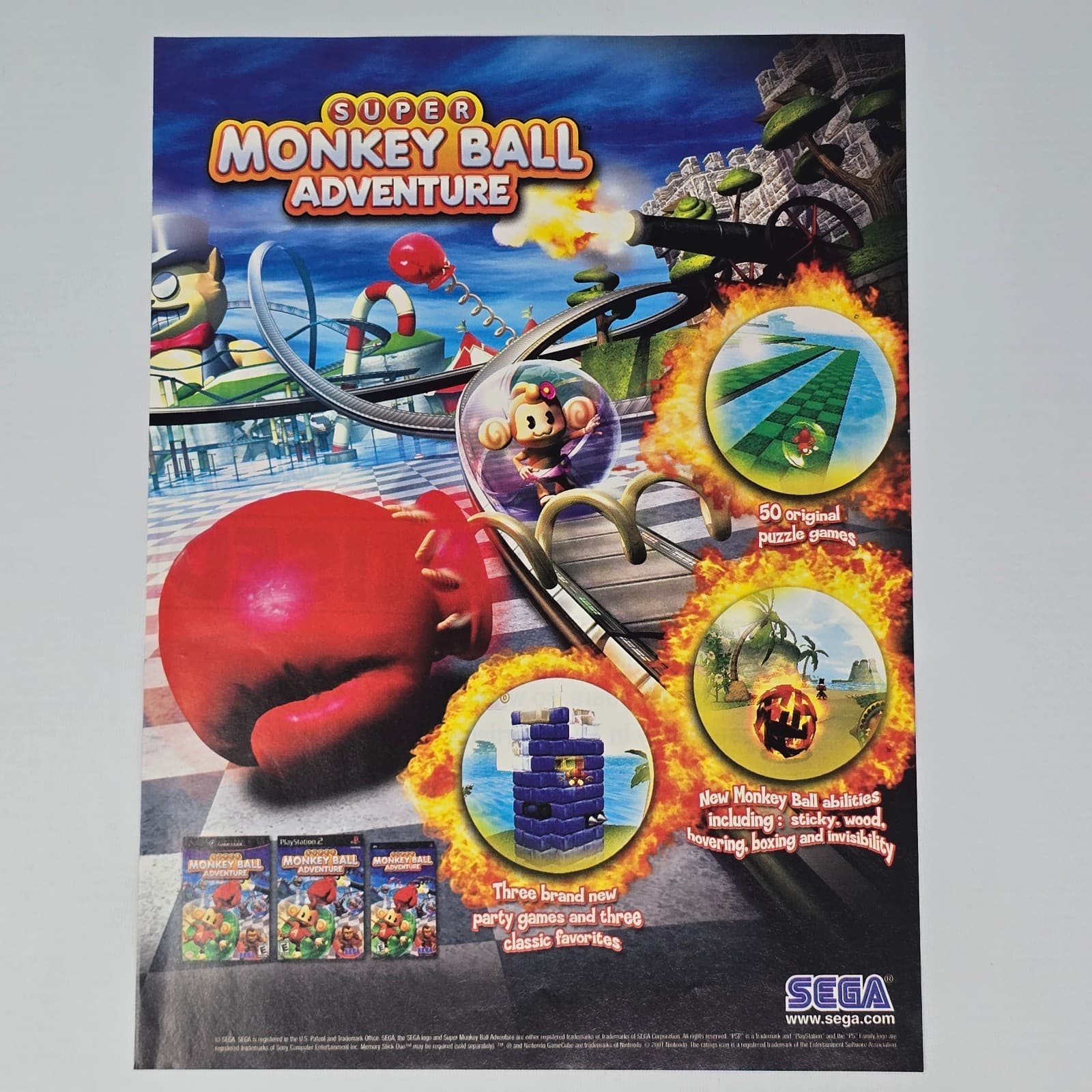 Super Monkey Ball Adventure GameCube PS2 PSP Glove Print Ad/Poster Promo Art