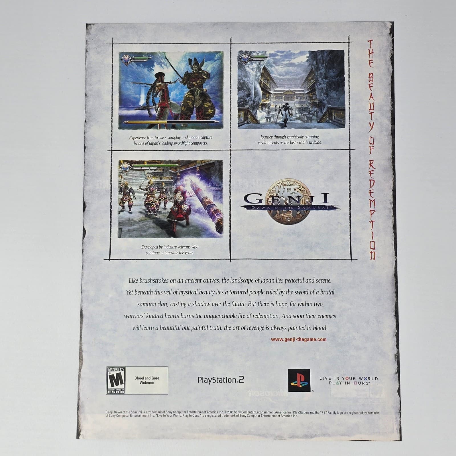 Genji Dawn of the Samurai PlayStation 2 PS2 Redemption Print Ad/Poster Promo Art