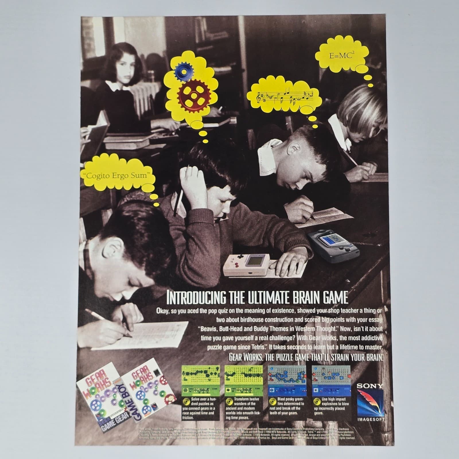 Gear Works Sega Game Gear Nintendo GameBoy Brain Game Print Ad/Poster Promo Art