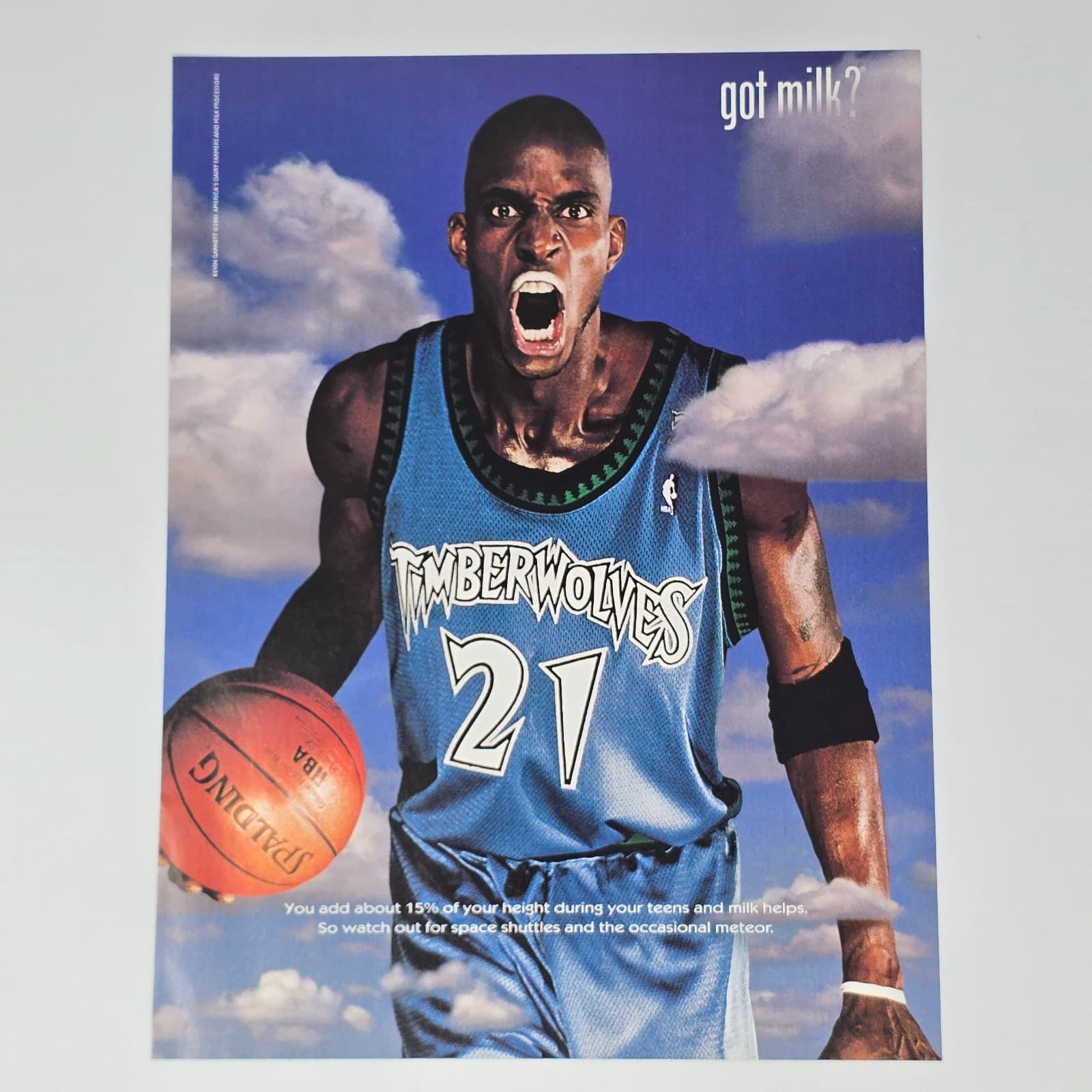 Got Milk? Kevin Garnett Timberwolves Height Print Ad/Poster Promo Art