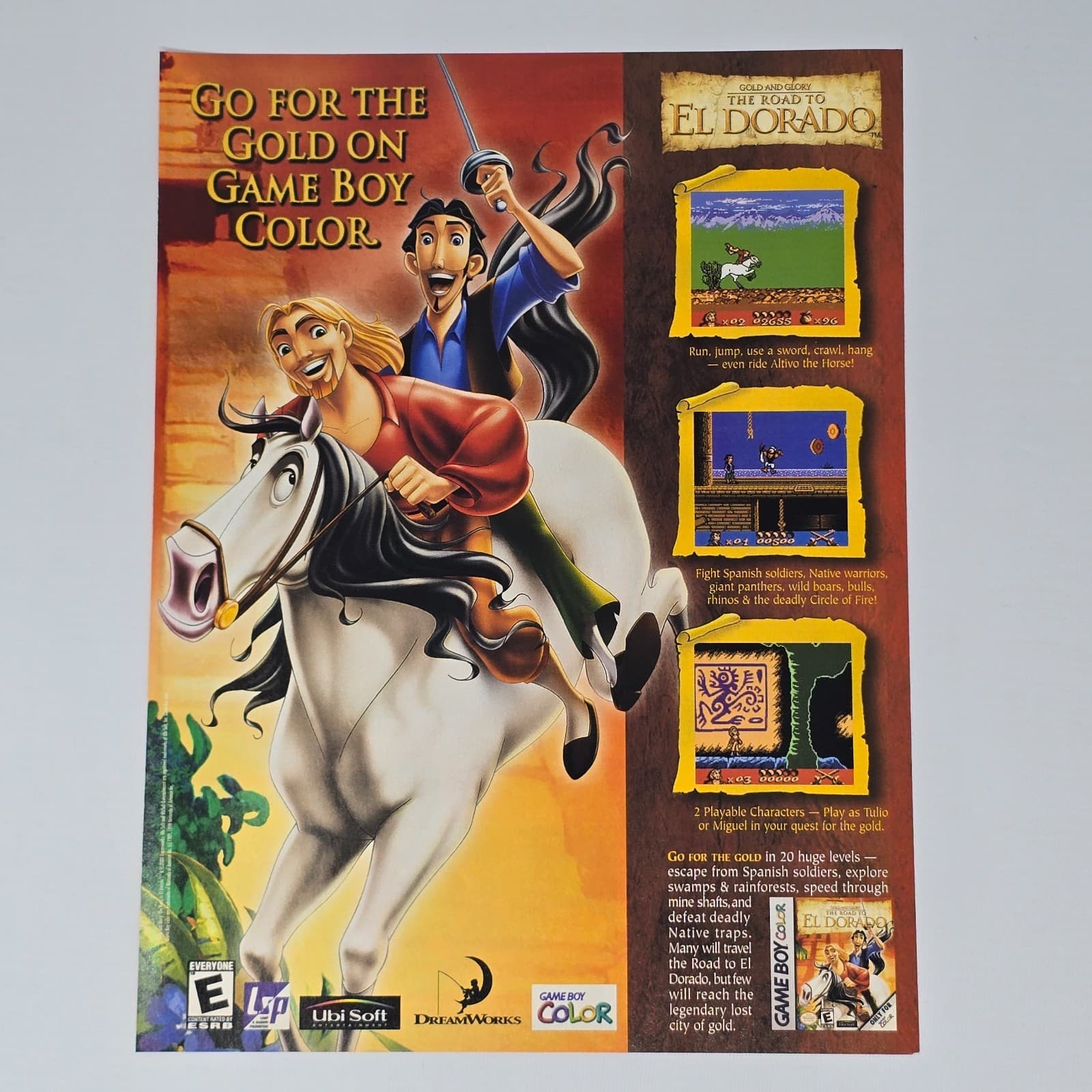 Gold and Glory The Road to El Dorado GameBoy Color Go Print Ad/Poster Promo Art