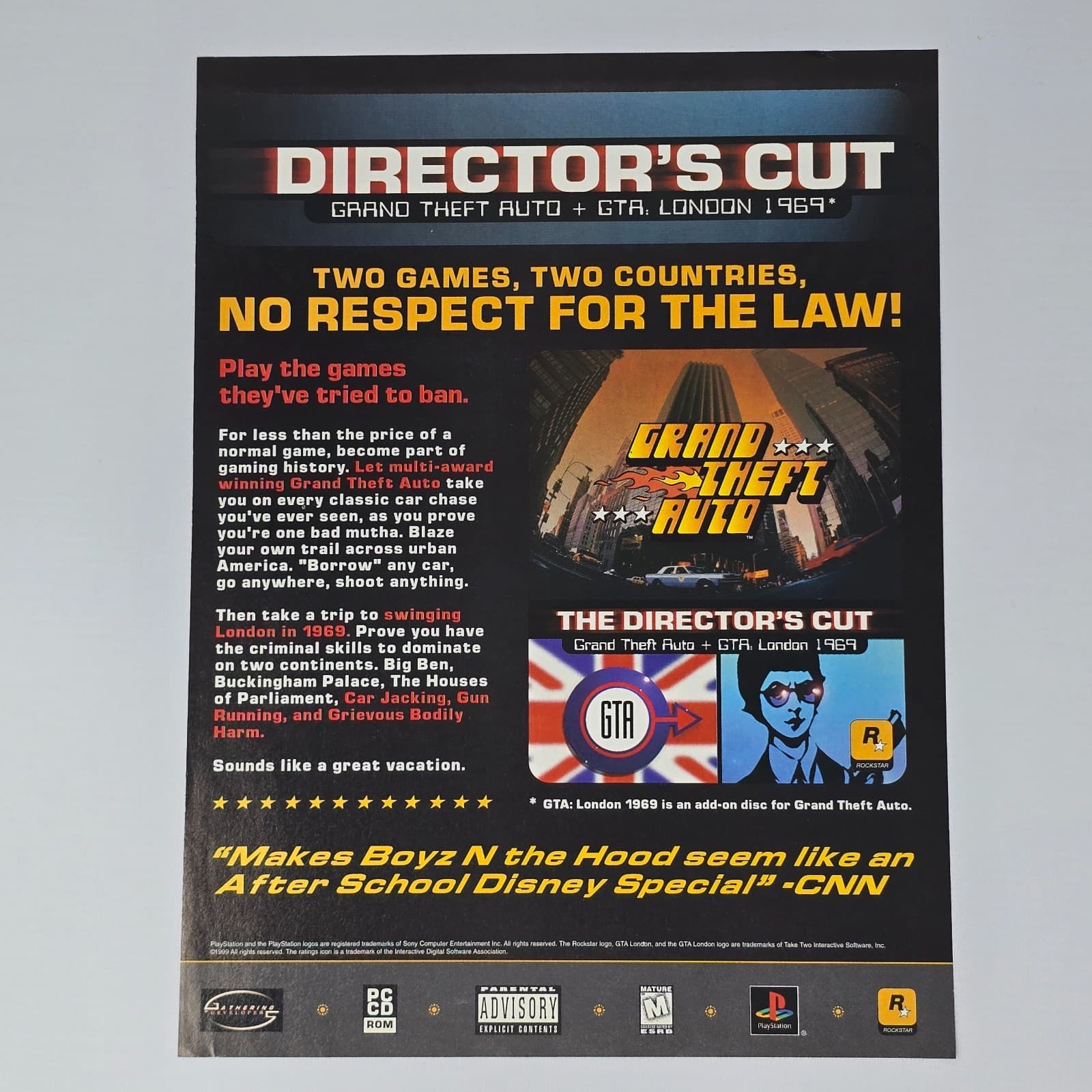 Grand Theft Auto GTA Director's Cut London 1969 PS1 Print Ad/Poster Promo Art