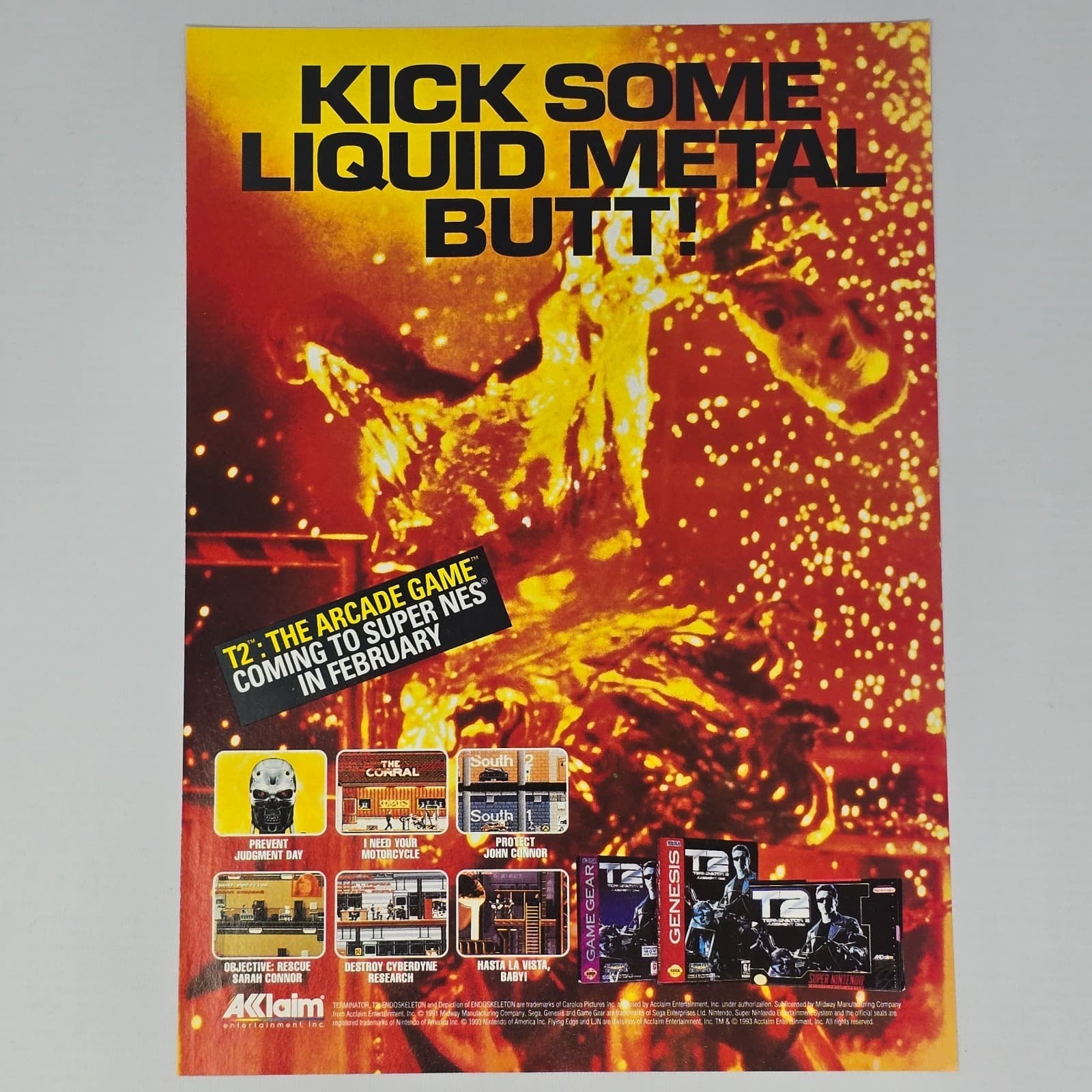 T2 Terminator 2 Sega Genesis Nintendo SNES Metal Butt Print Ad/Poster Promo Art