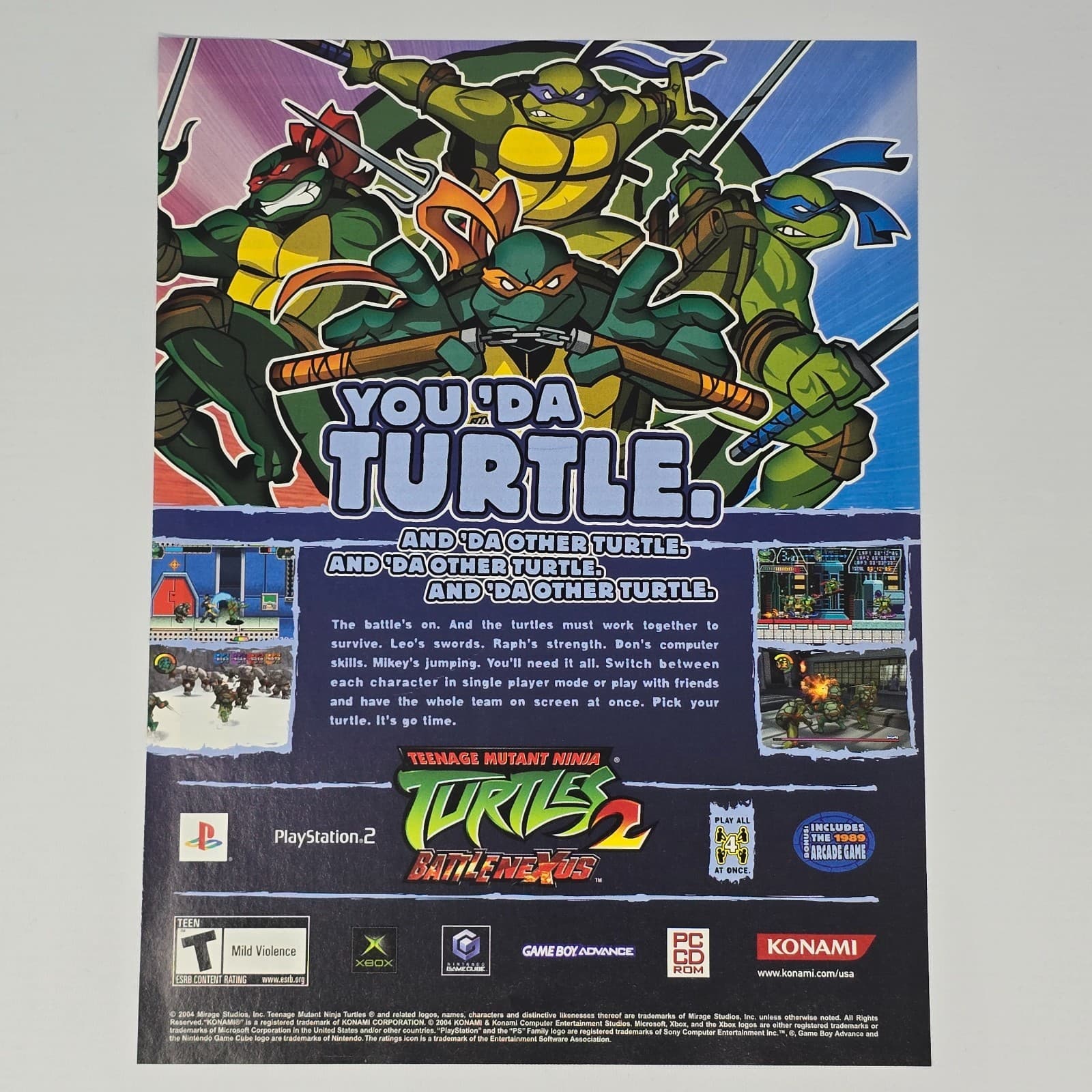Teenage Mutant Ninja Turtles 2 Battle Nexus Xbox PC Print Ad/Poster Promo Art