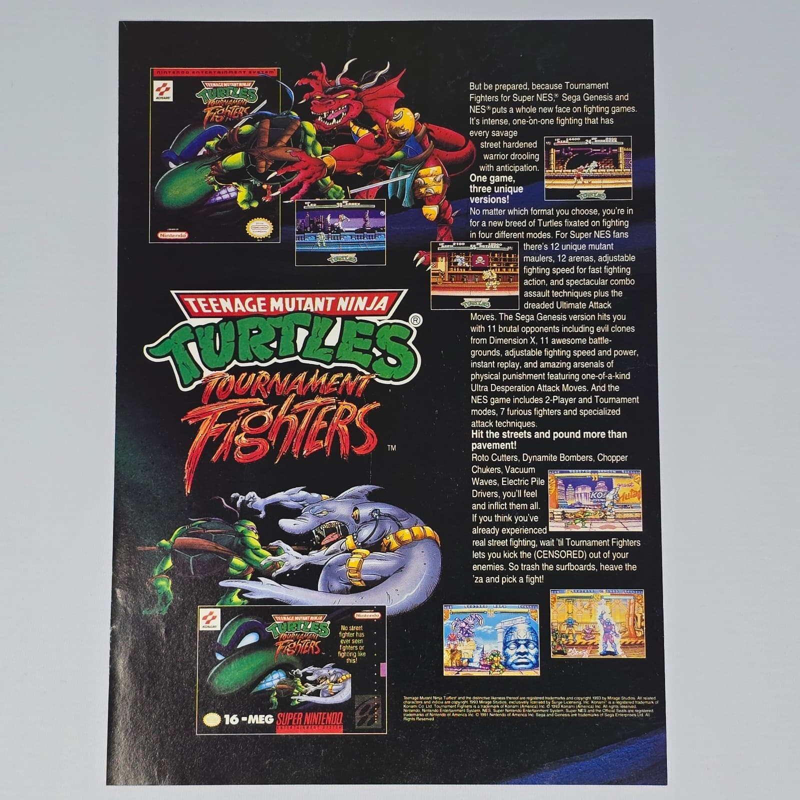 Teenage Mutant Ninja Turtles Tournament Fighters SNES Print Ad/Poster Promo Art