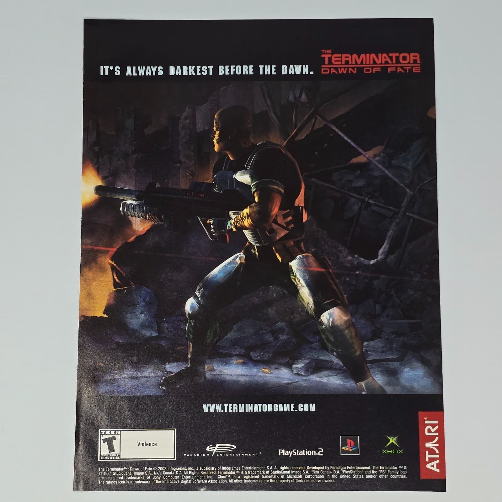 The Terminator Dawn of Fate PS2 Xbox Darkest Dawn Print Ad/Poster Promo Art
