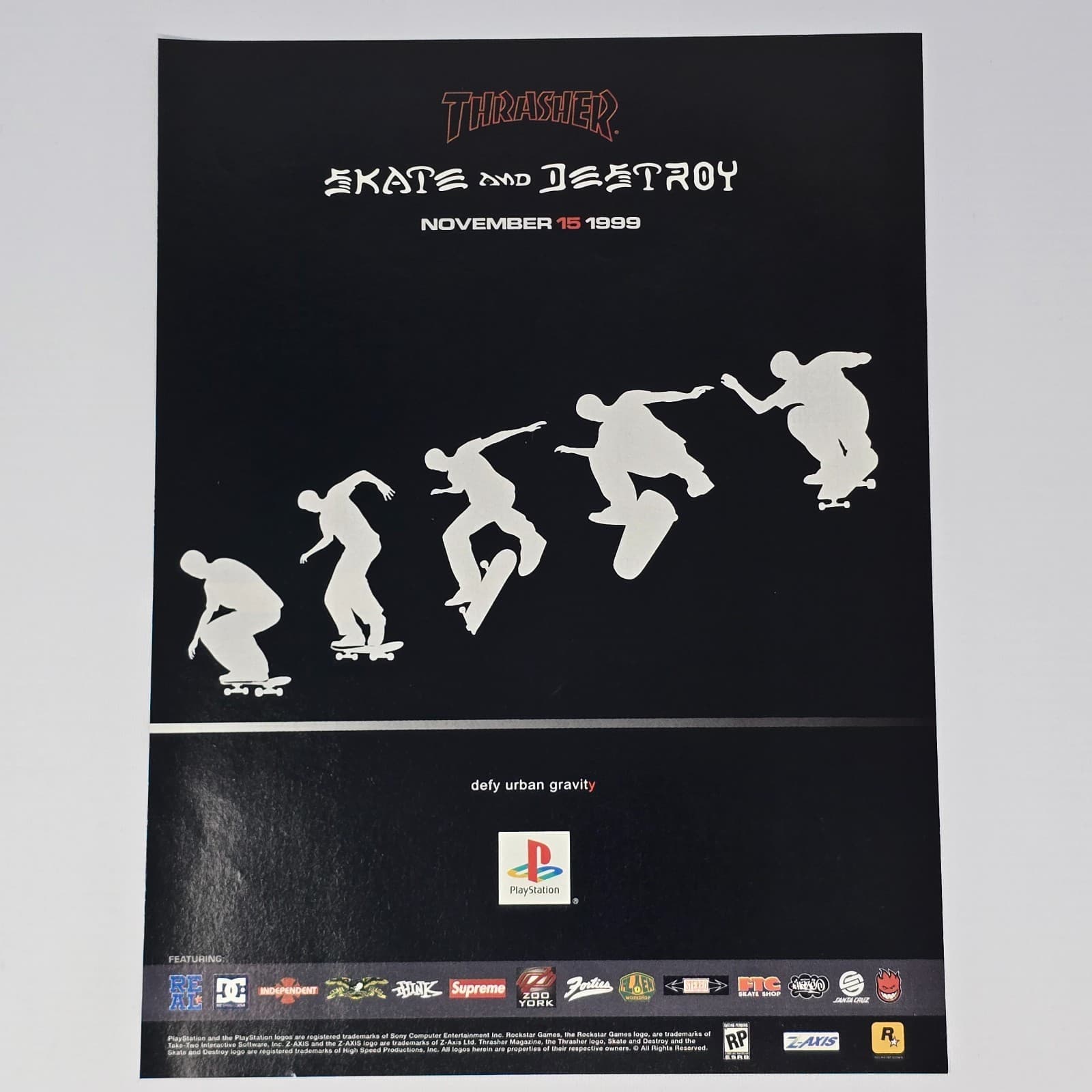 Thrasher Skate and Destroy PlayStation 1 PS1 Nov 1999 Print Ad/Poster Promo Art