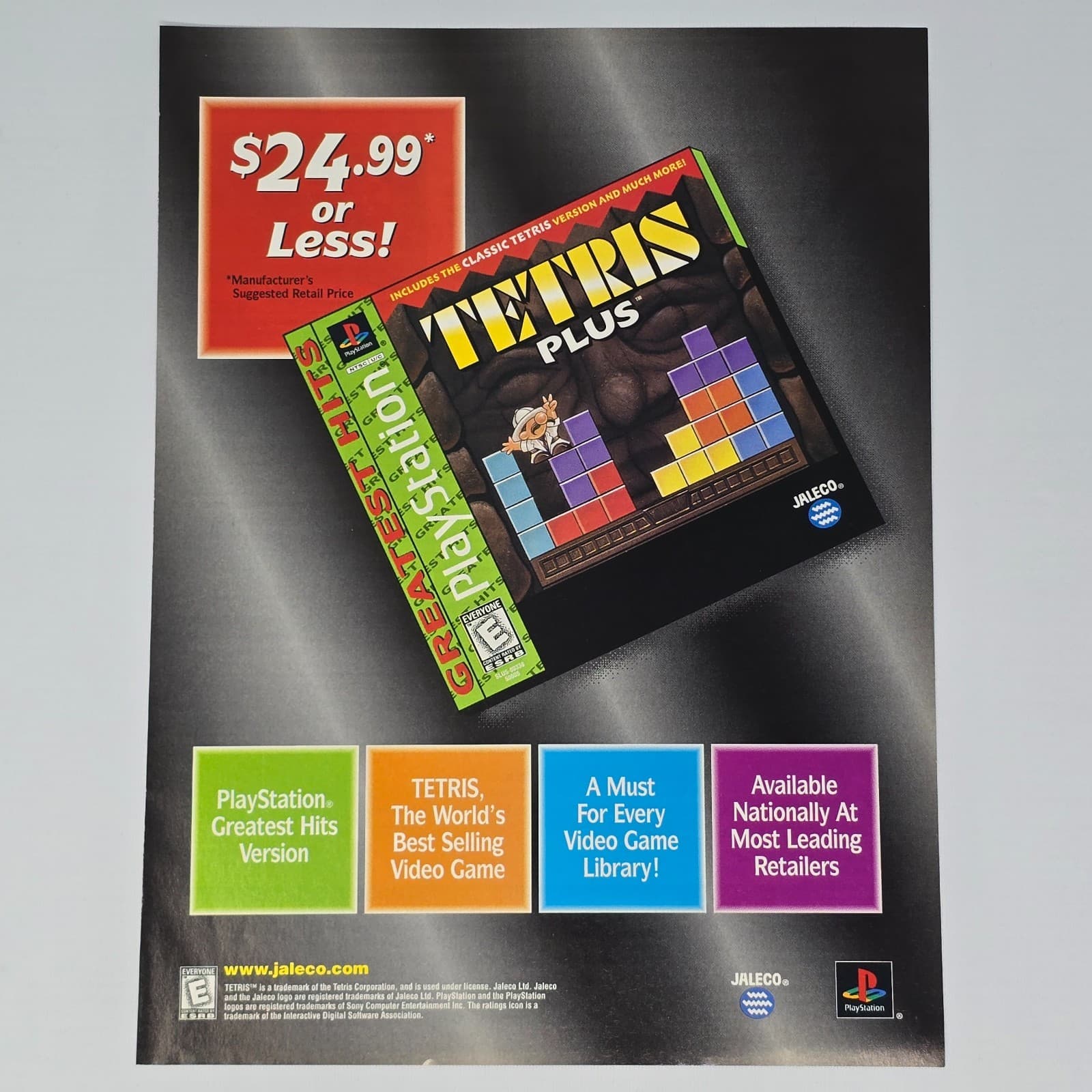 Tetris Plus PlayStation 1 PS1 Gray Print Ad/Poster Promo Art