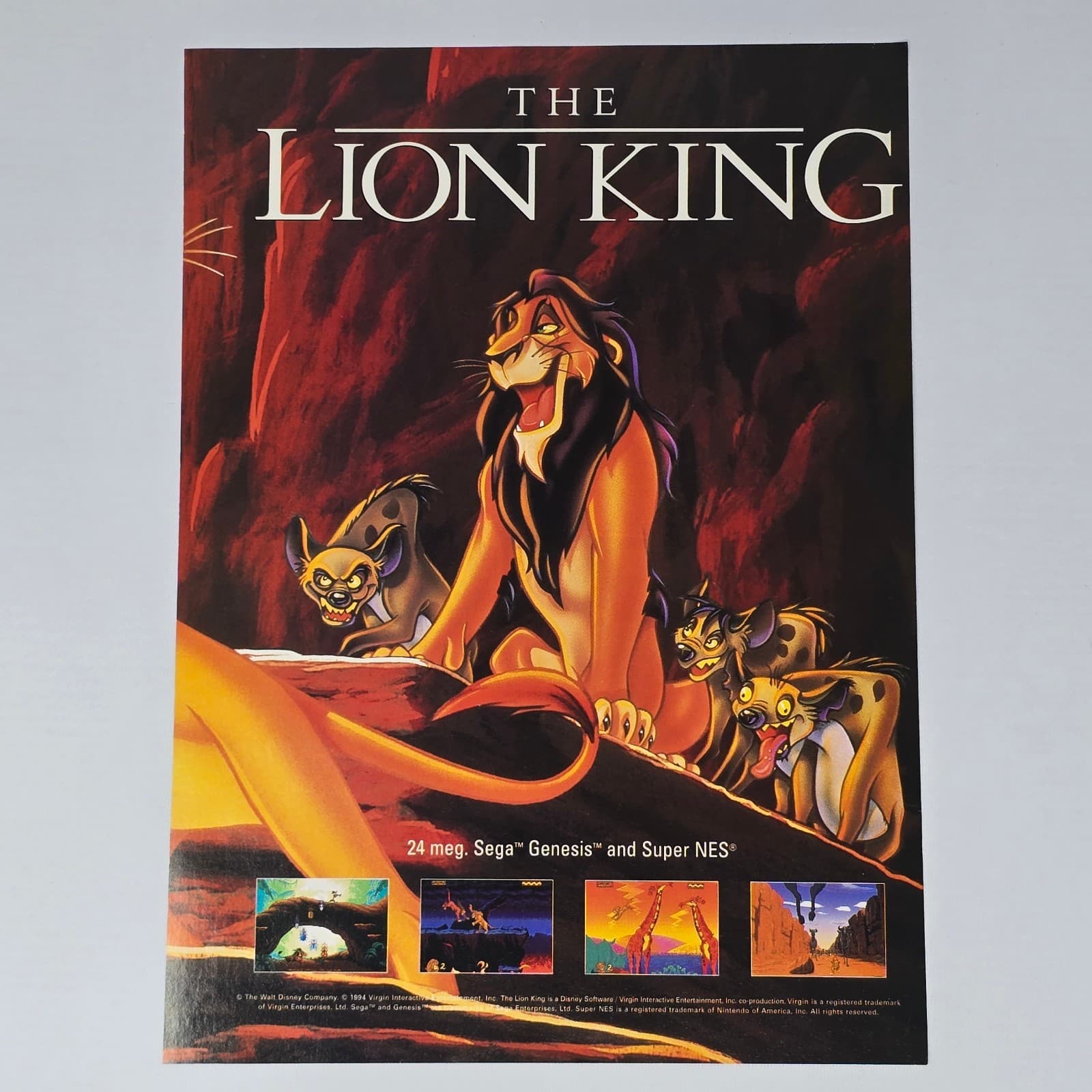 The Lion King Sega Genesis Super Nintendo SNES Scar Print Ad/Poster Promo Art