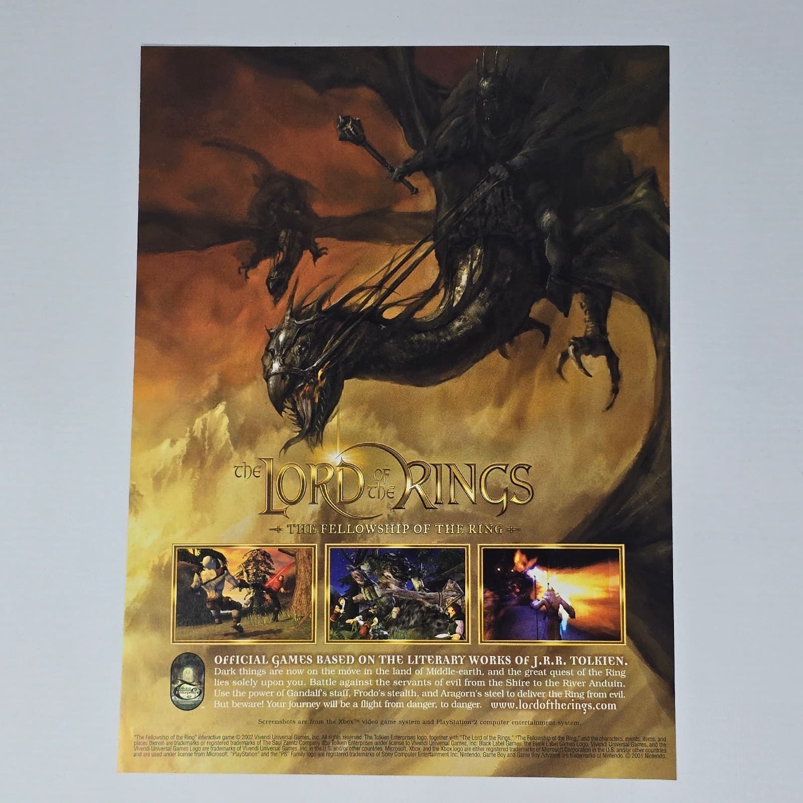 The Lord of the Rings Fellowship of the Ring PS2 Xbox Print Ad/Poster Promo Art