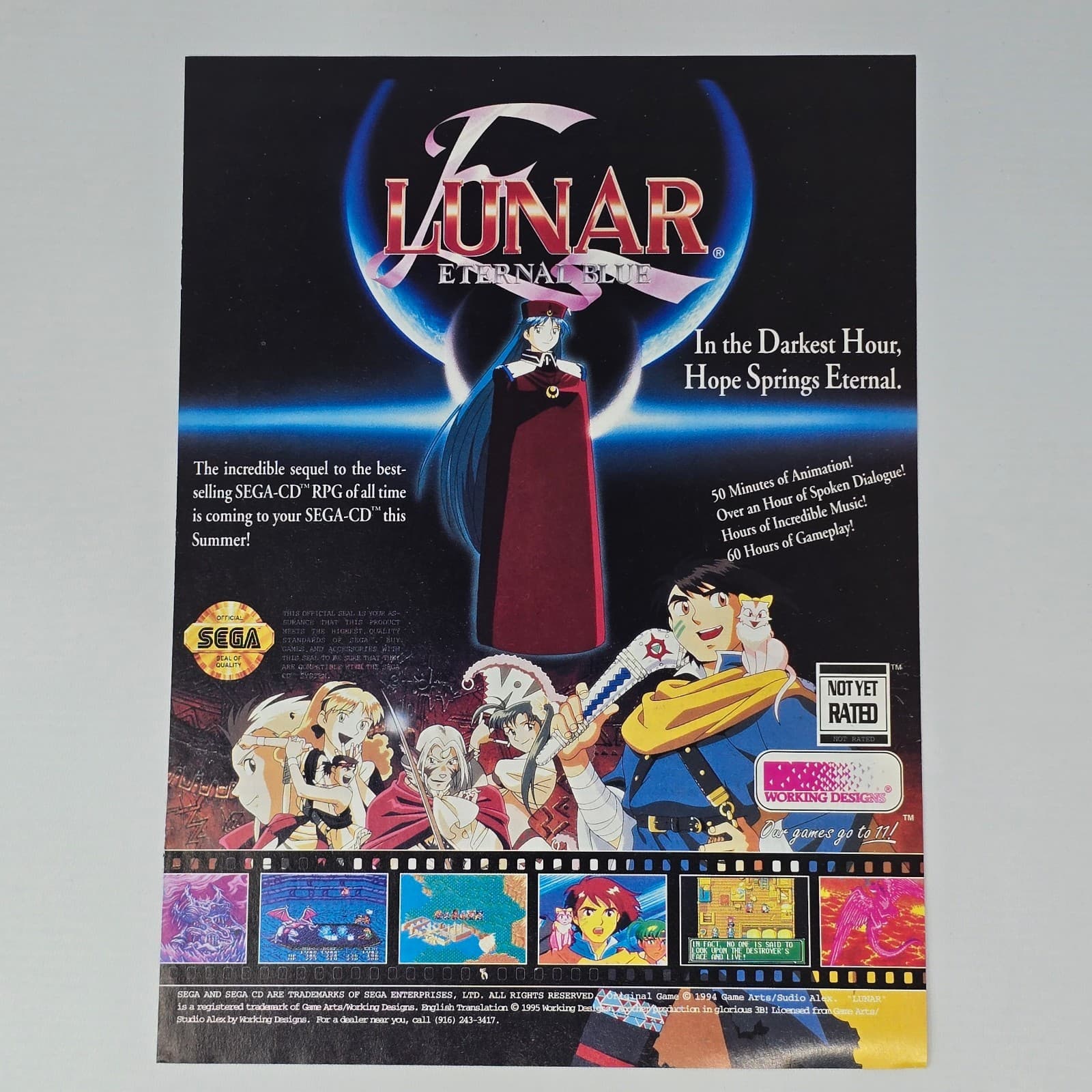 Lunar Eternal Blue Sega CD Genesis Darkest Hour Print Ad/Poster Promo Art