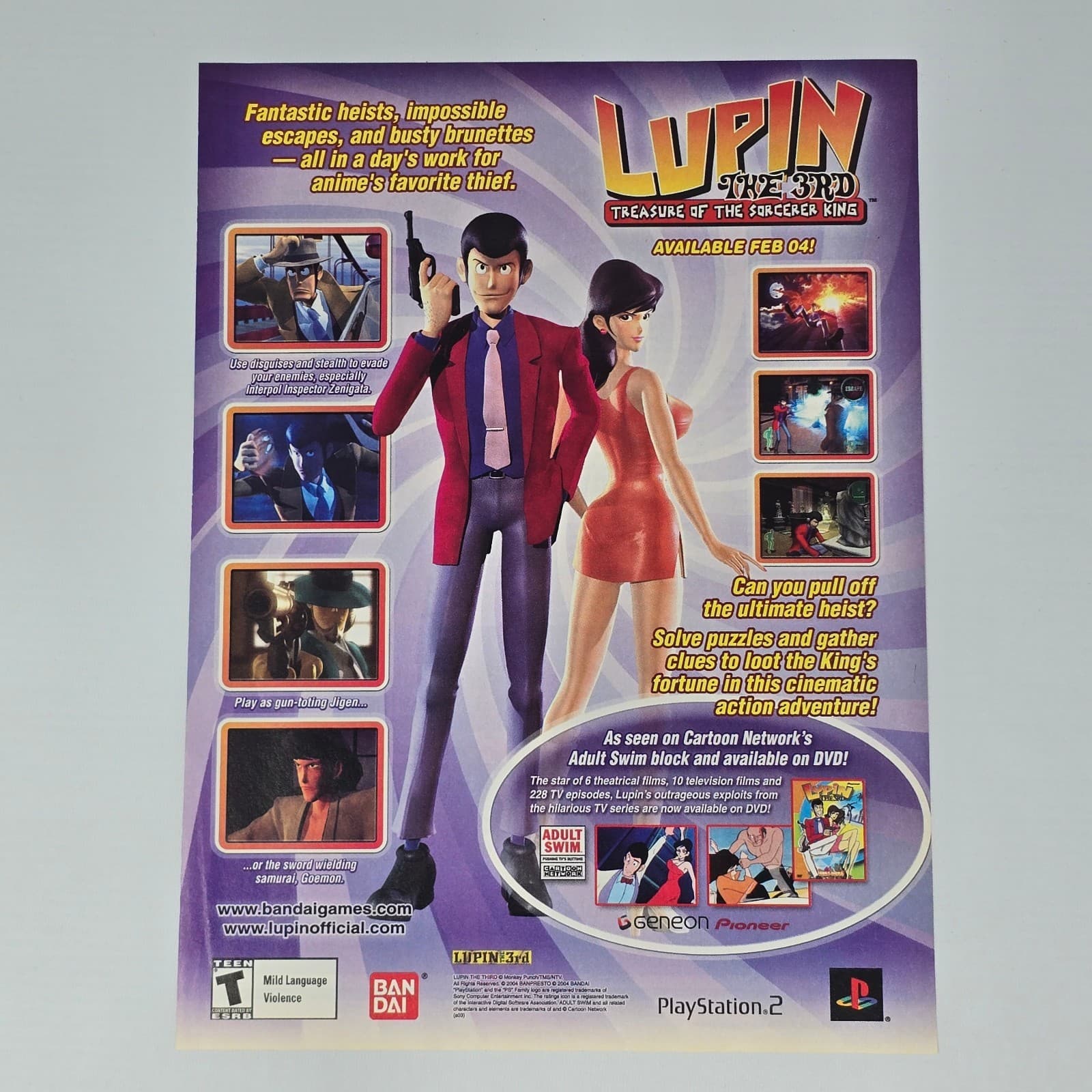 Lupin the 3rd Treasure of the Sorcerer King PS2 Heists Print Ad/Poster Promo Art
