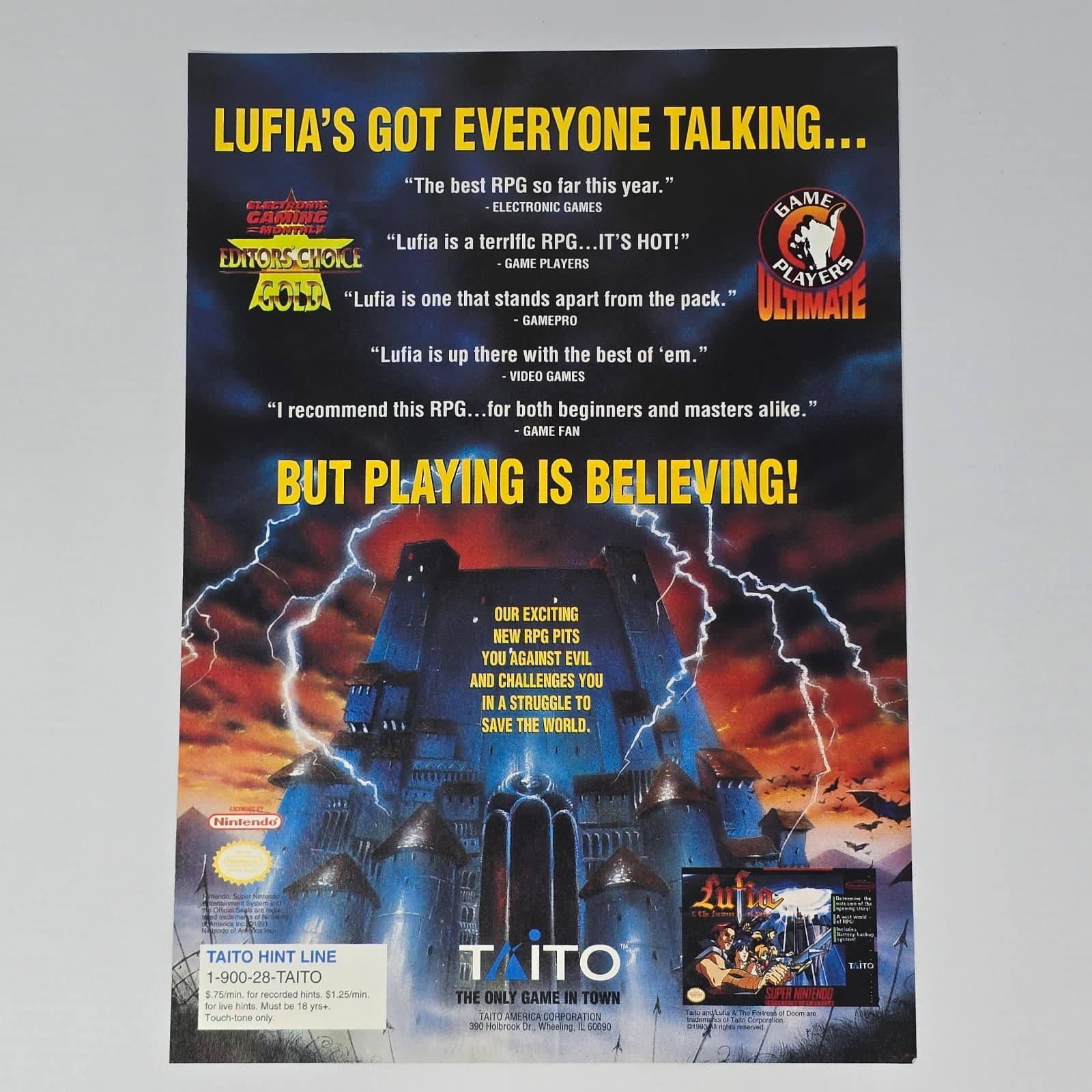 Lufia & the Fortress of Doom Super Nintendo SNES RPG Print Ad/Poster Promo Art