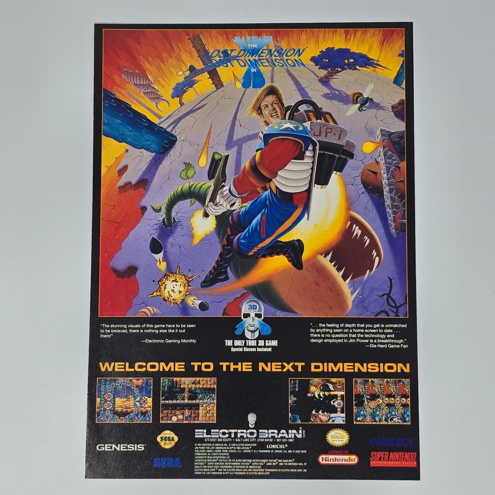 The Lost Dimension in 3D Sega Genesis SNES Stunning Print Ad/Poster Promo Art