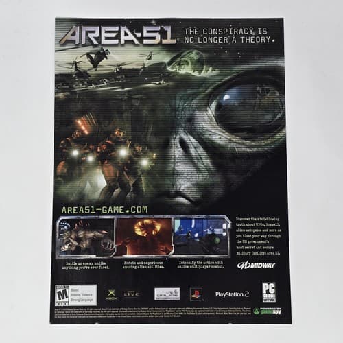 Area-51 Midway Xbox PlayStation 2 PS2 PC Print Ad/Poster Official Promo Art