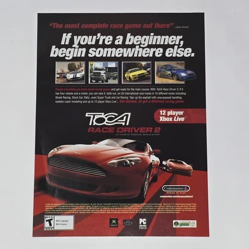 Toca Race Driver 2 Codemasters Xbox PC Print Ad/Poster Official Promo Art