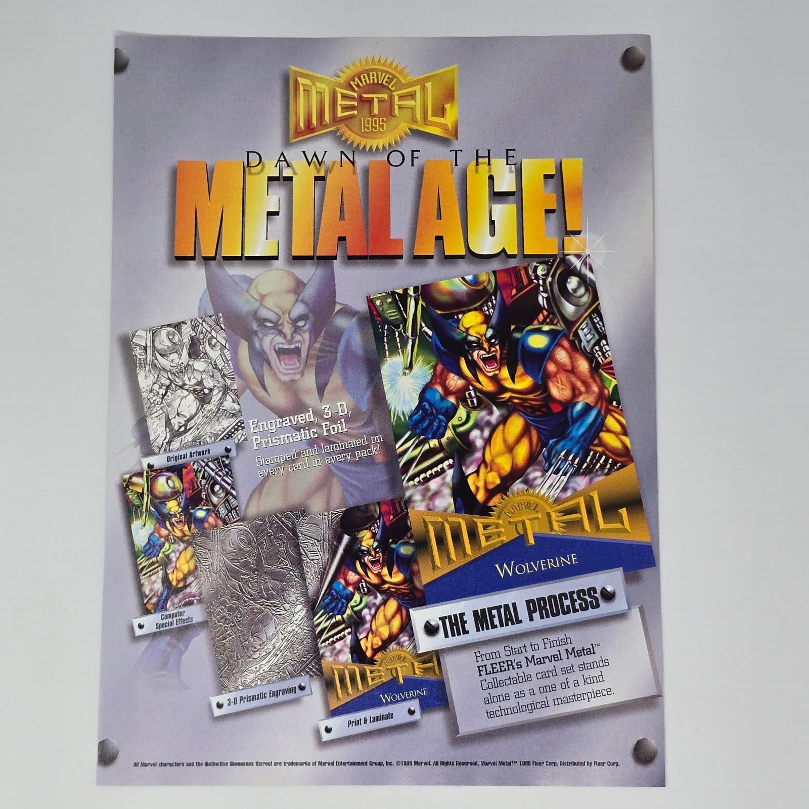 Marvel Metal 1995 Trading Cards Metal Age Print Ad/Poster Promo Art